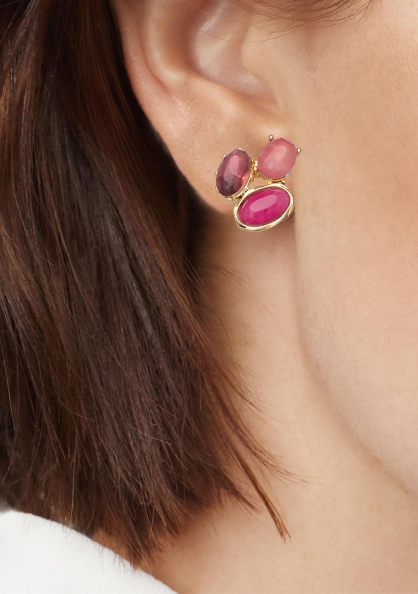 Gold Tone Berry Sweet Multi Stud Earrings