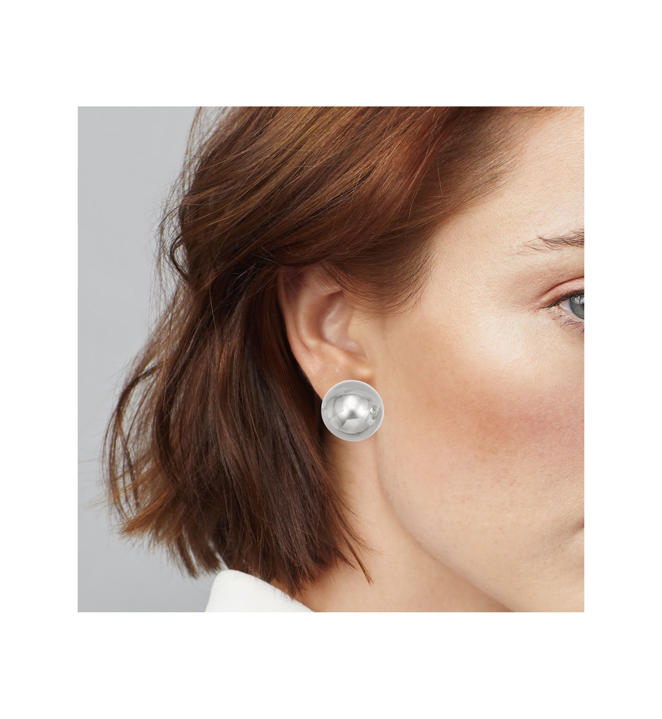 Silver Tone Dome Stud Earrings