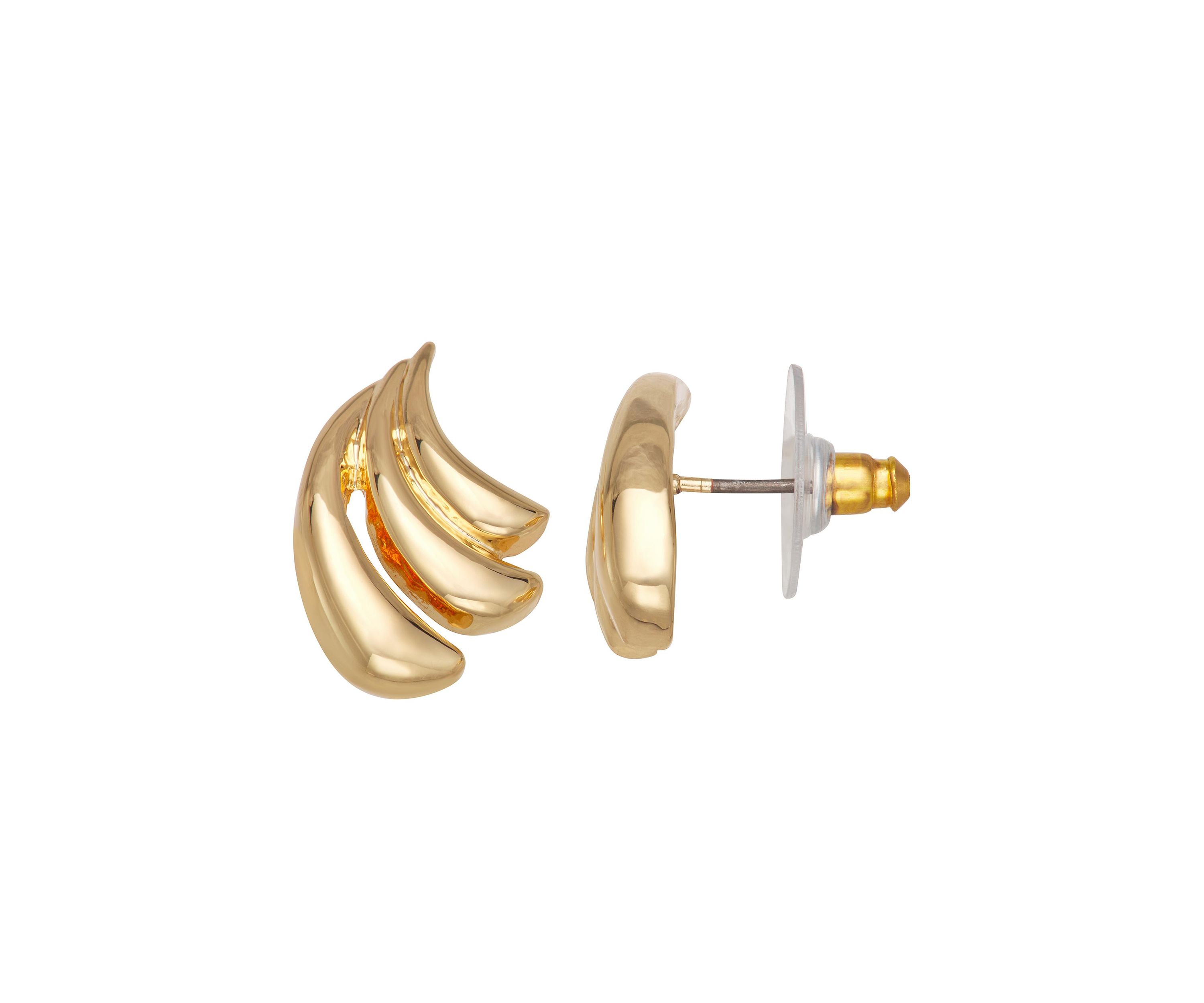 Gold Tone Wave Stud Earrings