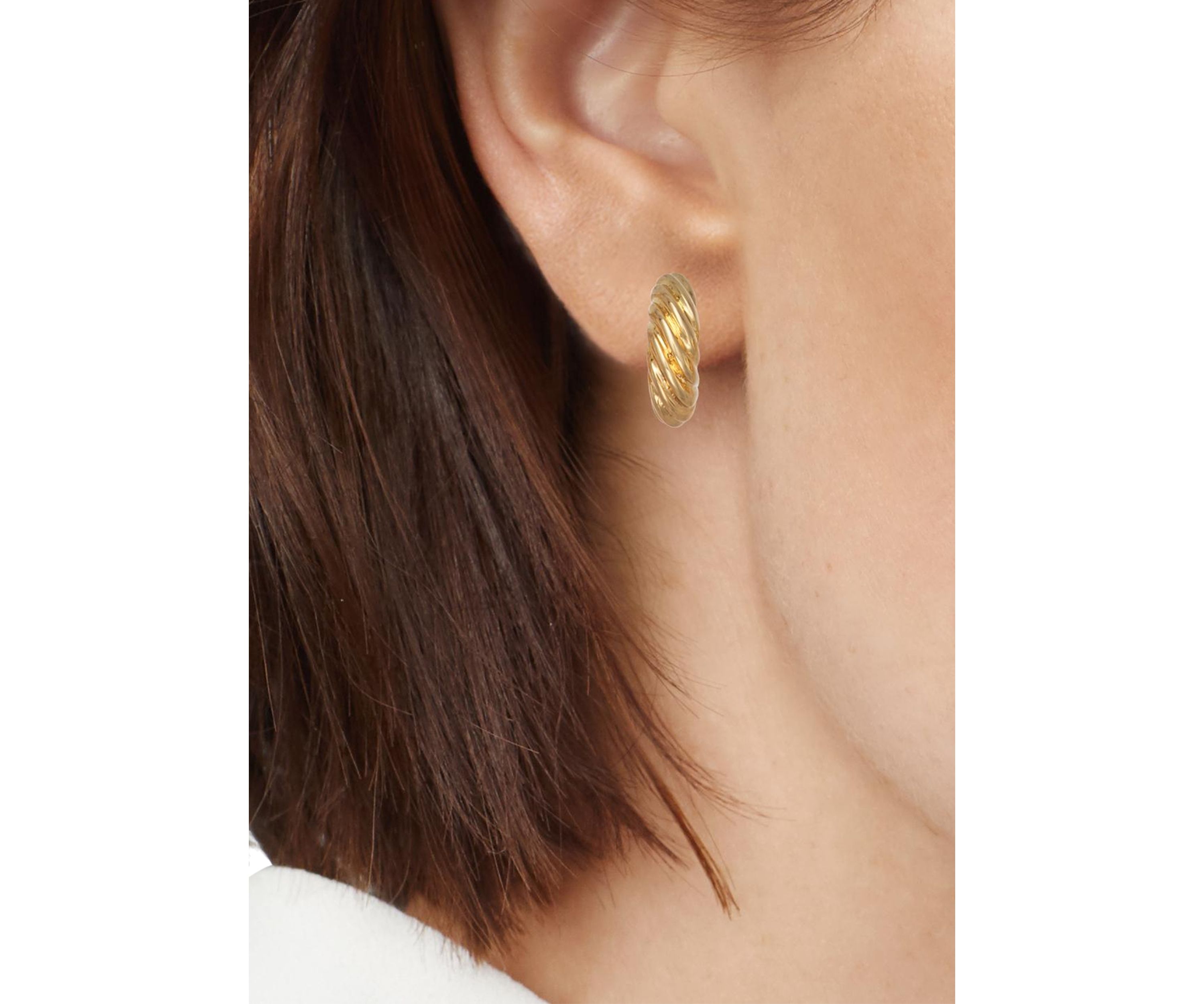 Gold Tone Puffy C Hoop Trio Earrings Set
