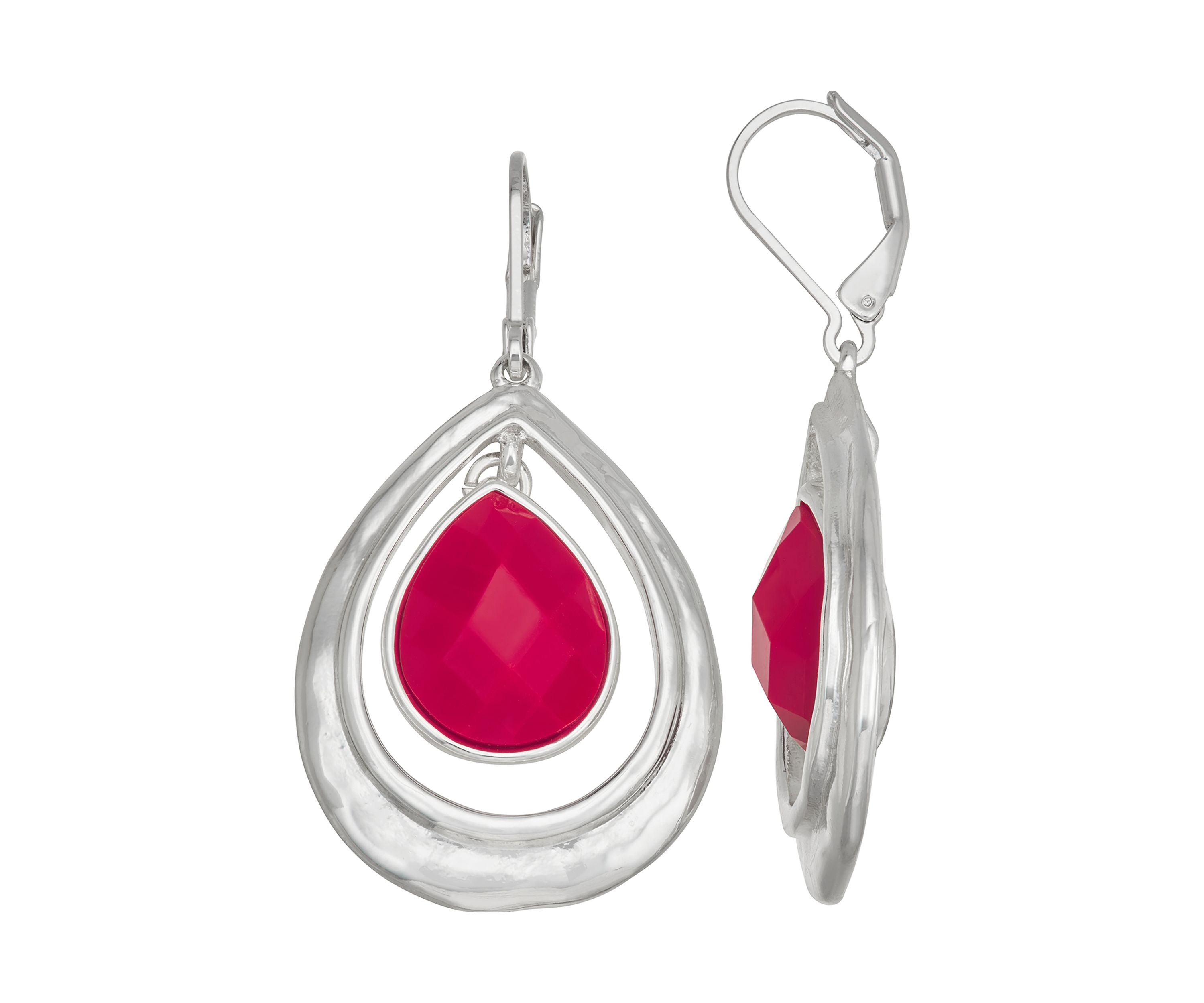Silver Tone Orbital Lever Back Earrings