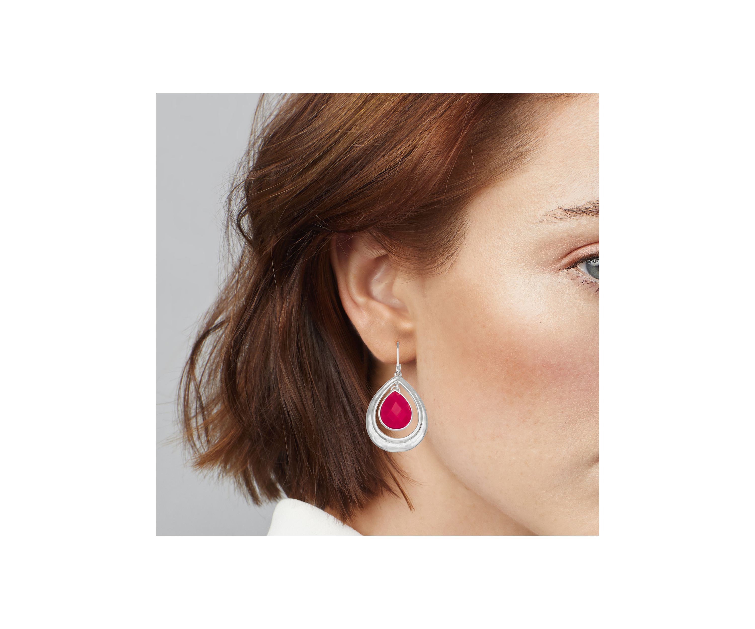 Silver Tone Orbital Lever Back Earrings