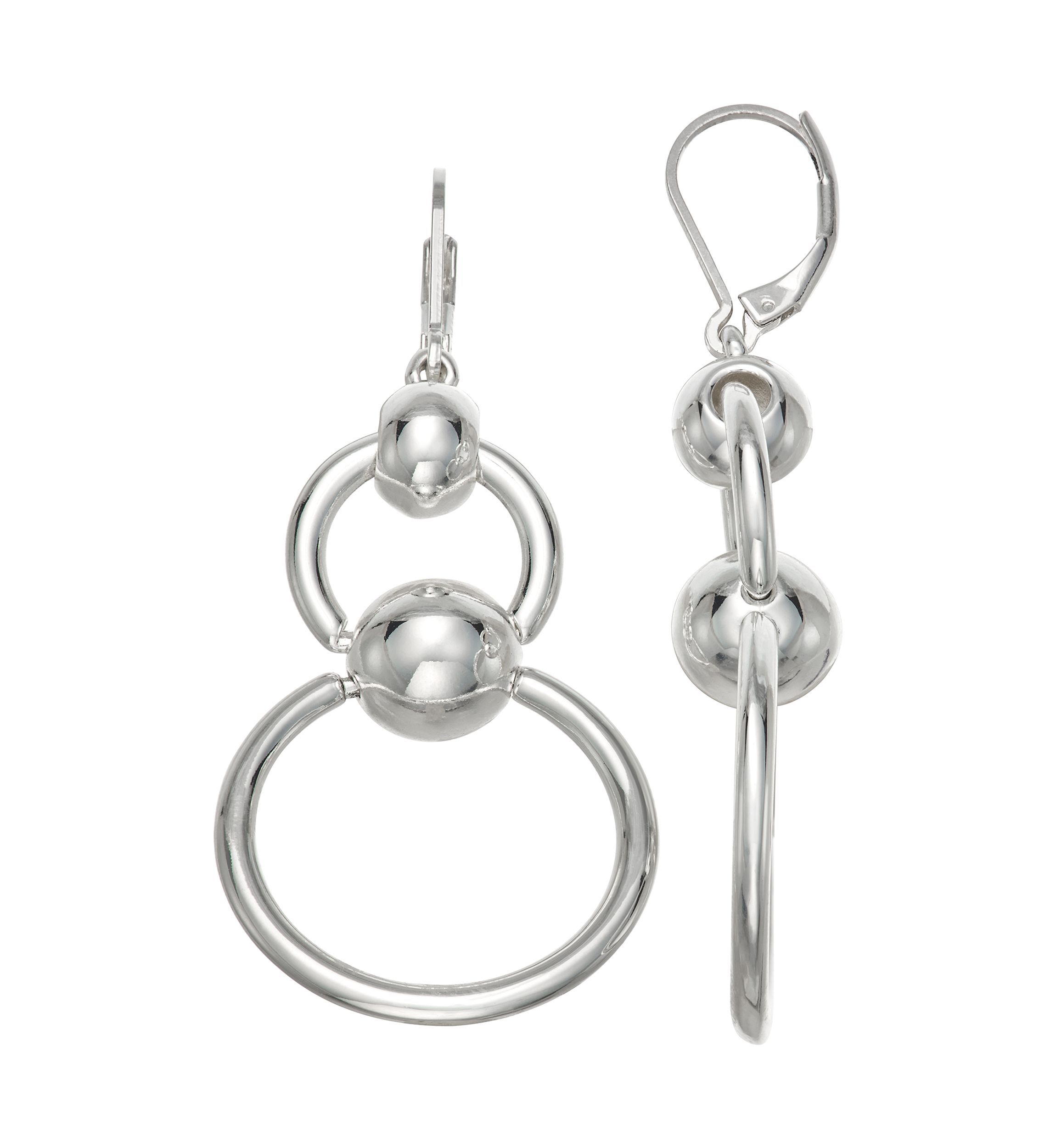 Silver Tone Caviar Double Drop Earrings