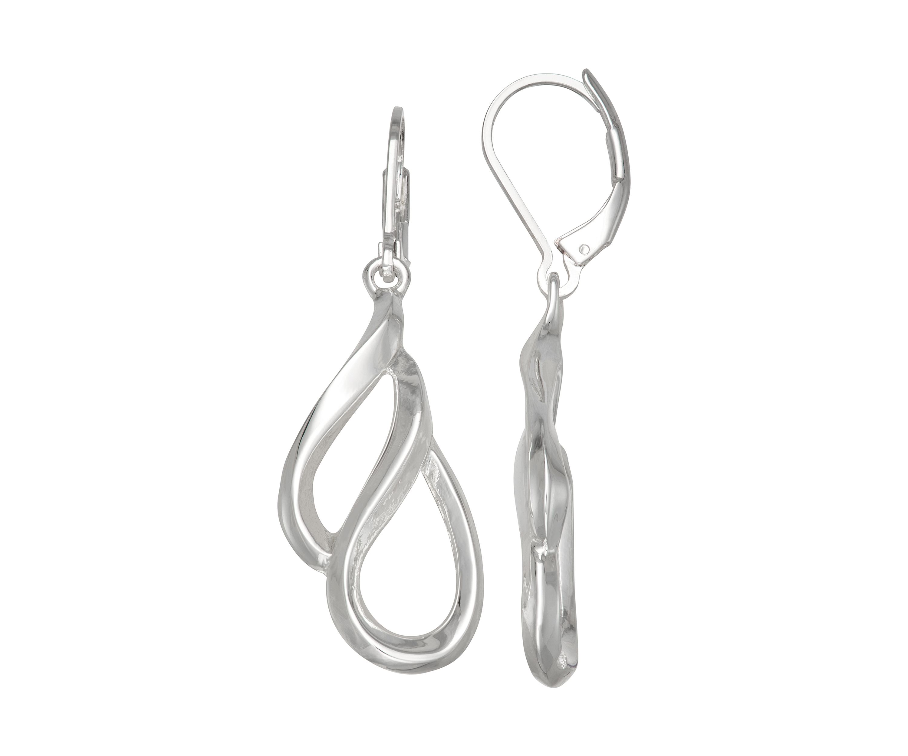 Silver Tone Leaves Drop Earrings