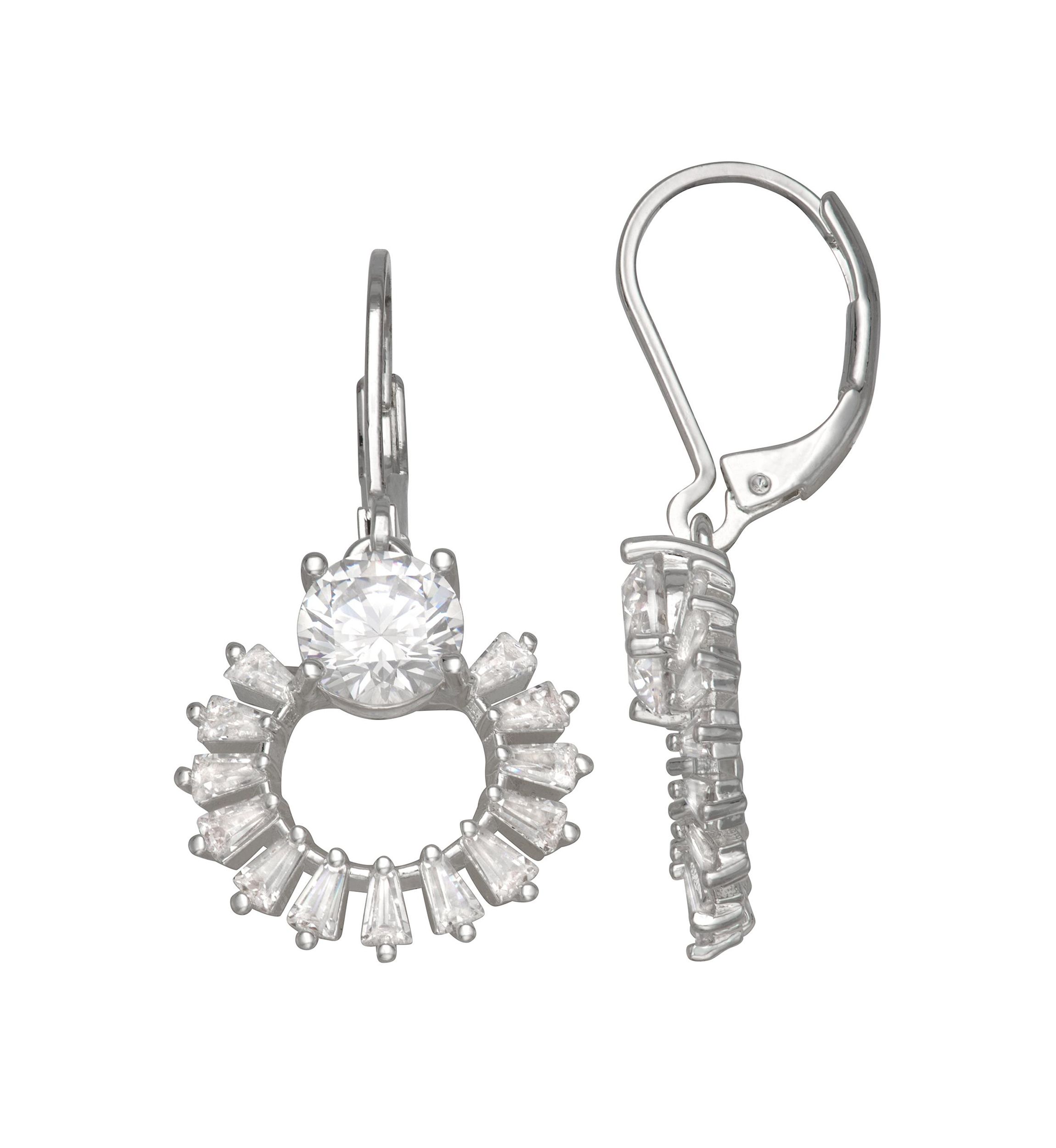 Silver Tone Cubic Zirconia Drop Earrings