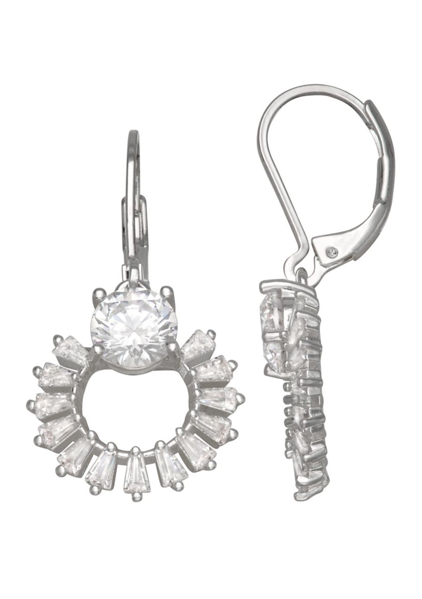 Silver Tone Cubic Zirconia Drop Earrings