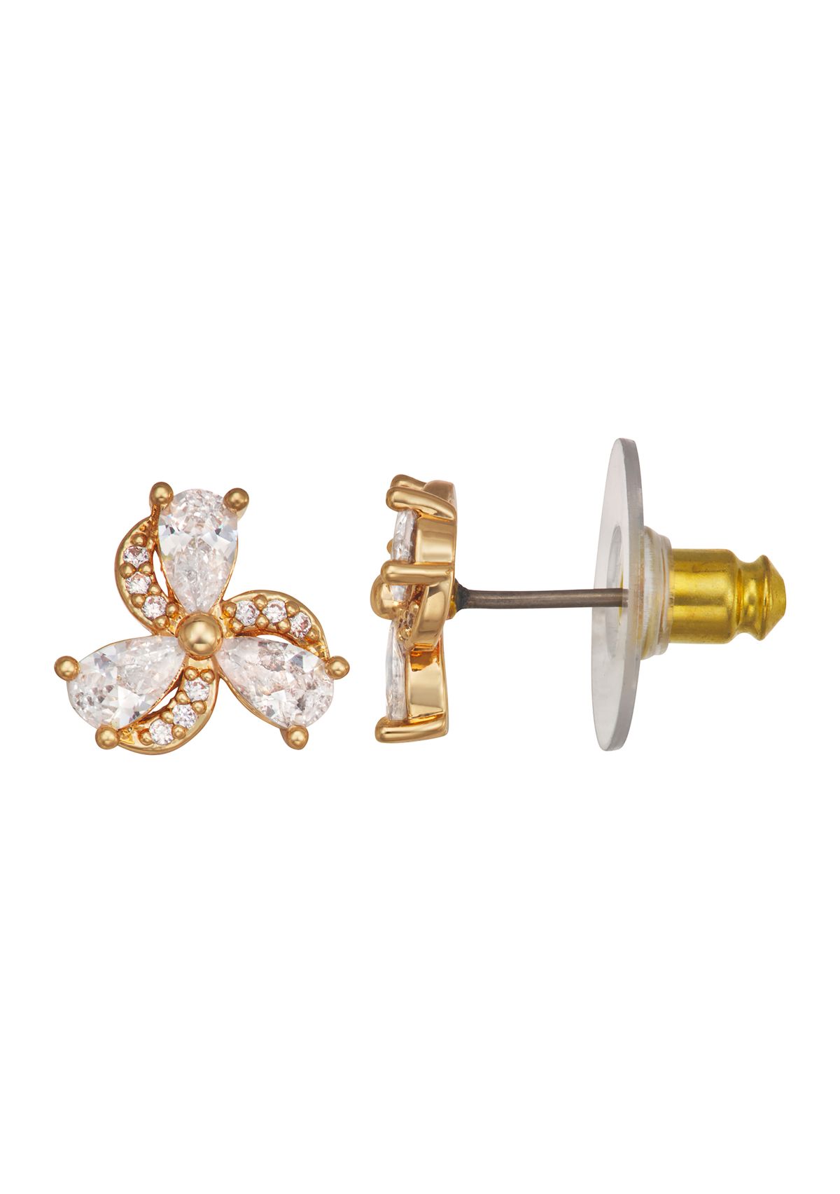 Gold Tone Crystal Stud Earrings
