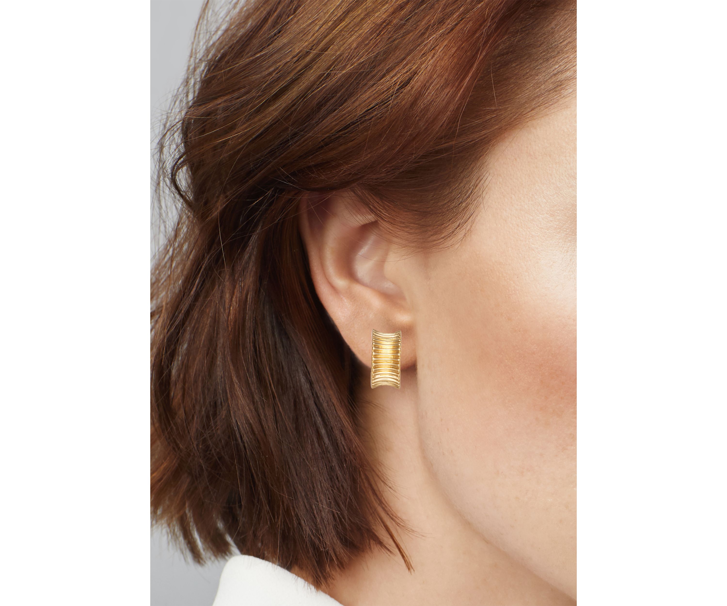 Gold Tone Stud Huggie Trio Earrings Set