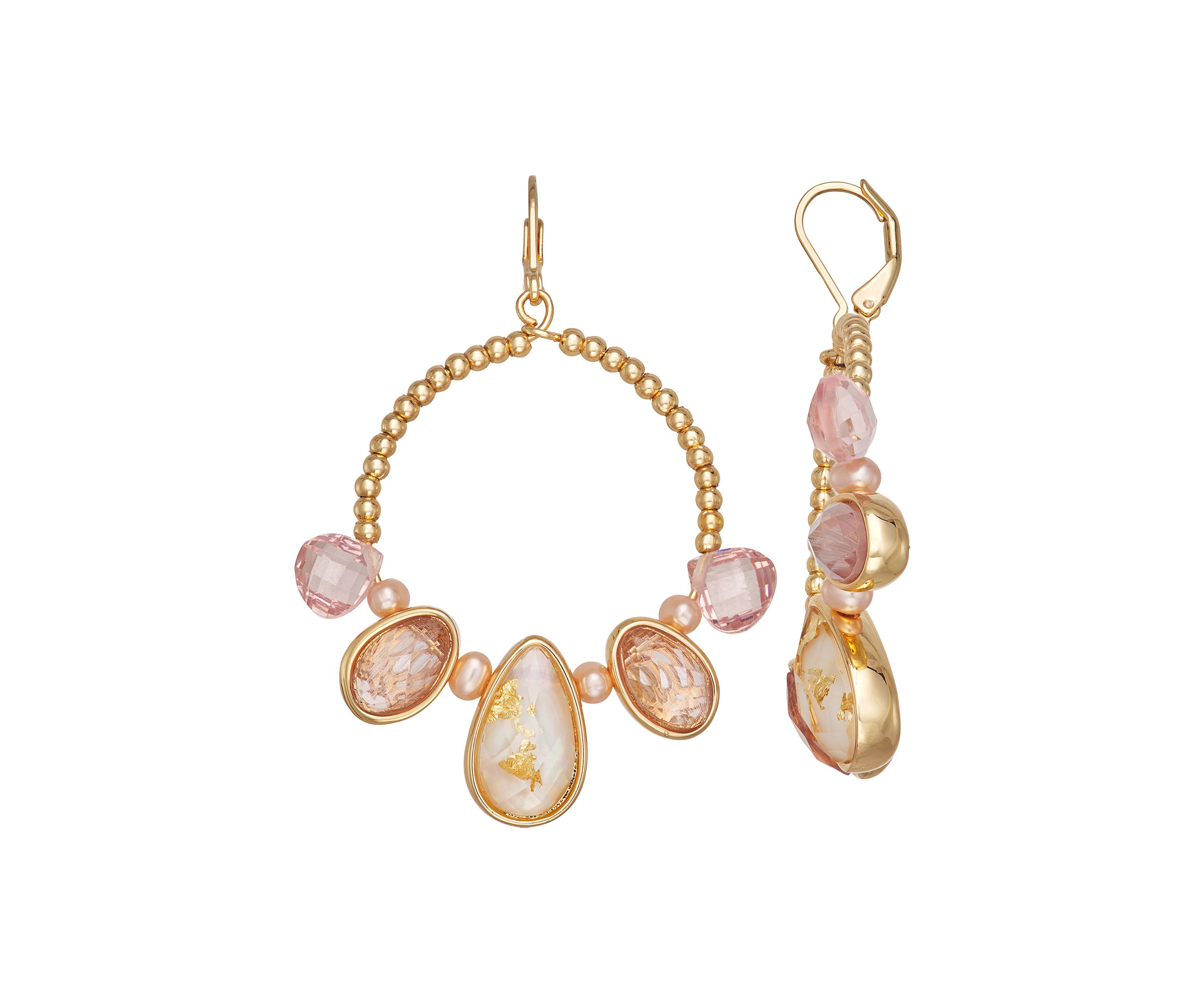 Multi Abalone Round Drop Earrings