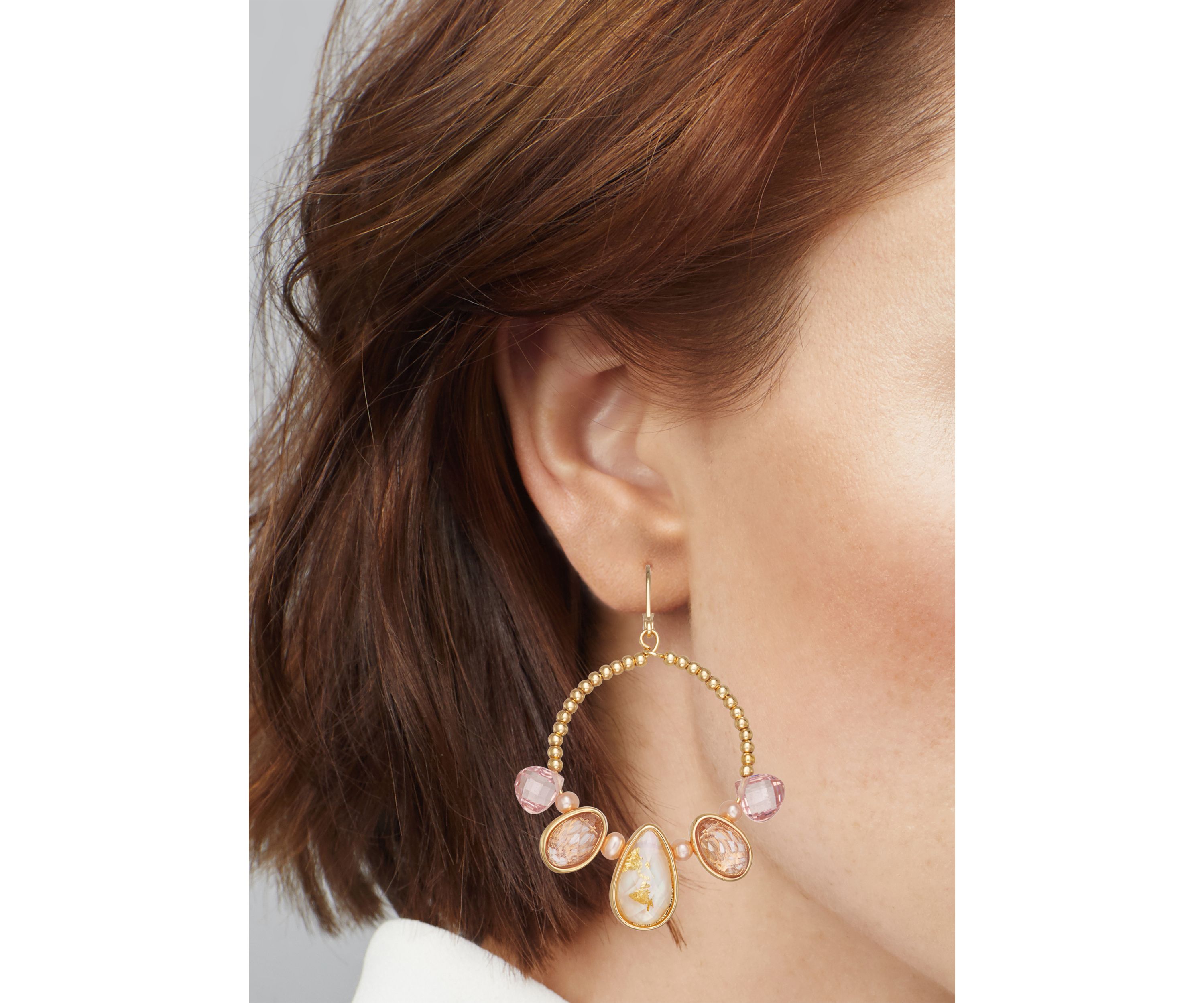 Multi Abalone Round Drop Earrings