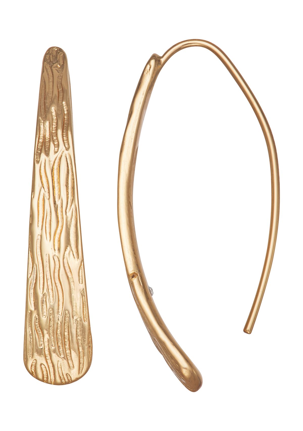 Gold Tone Texture Threader Earrings