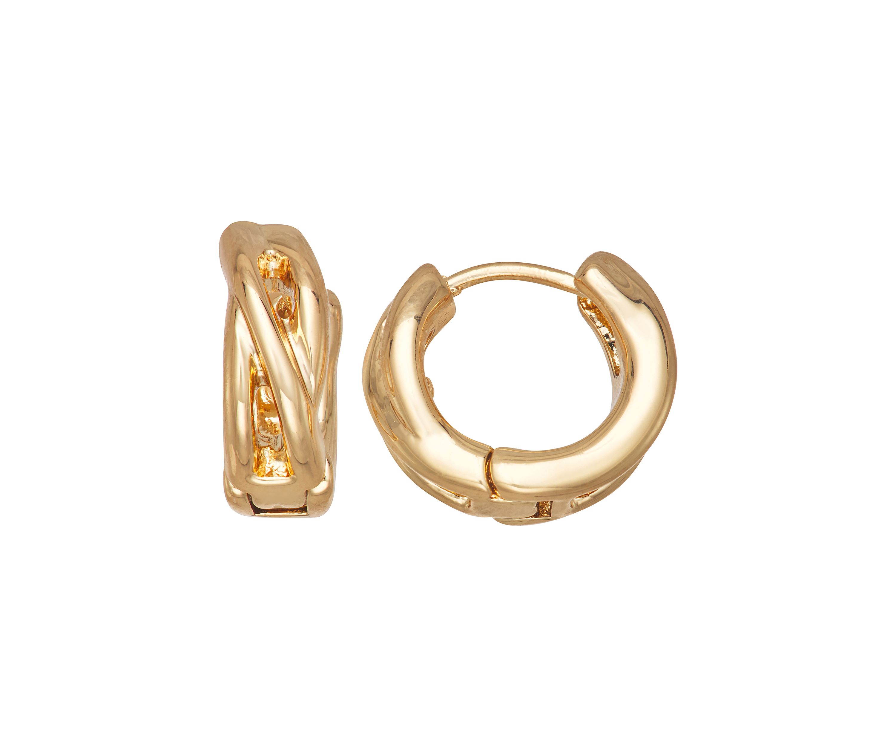 Gold Tone 15 Millimeter Ring Huggie Earrings