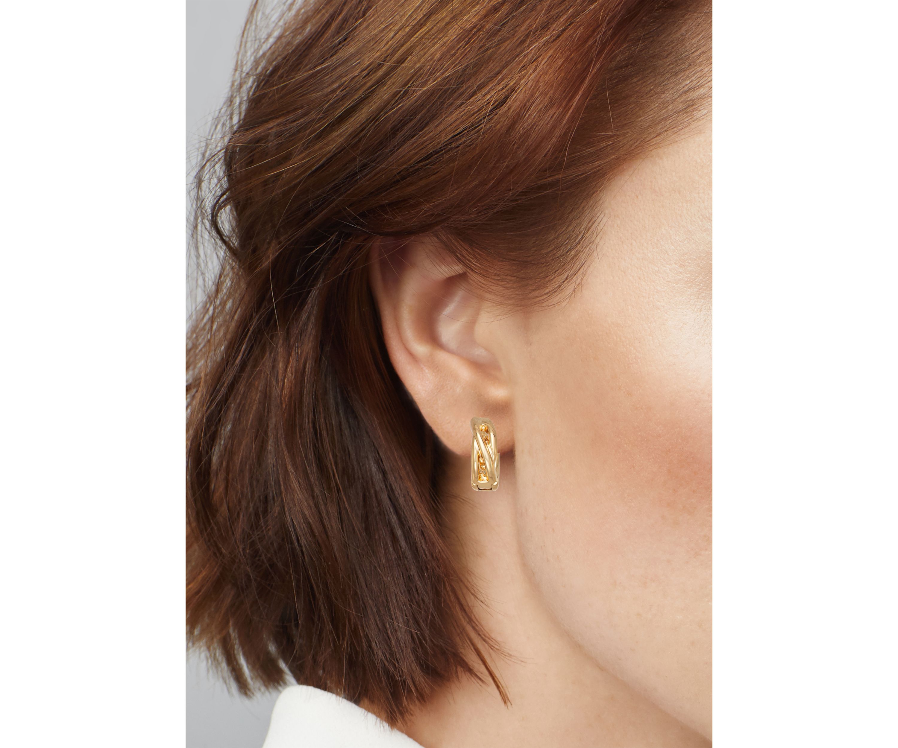 Gold Tone 15 Millimeter Ring Huggie Earrings