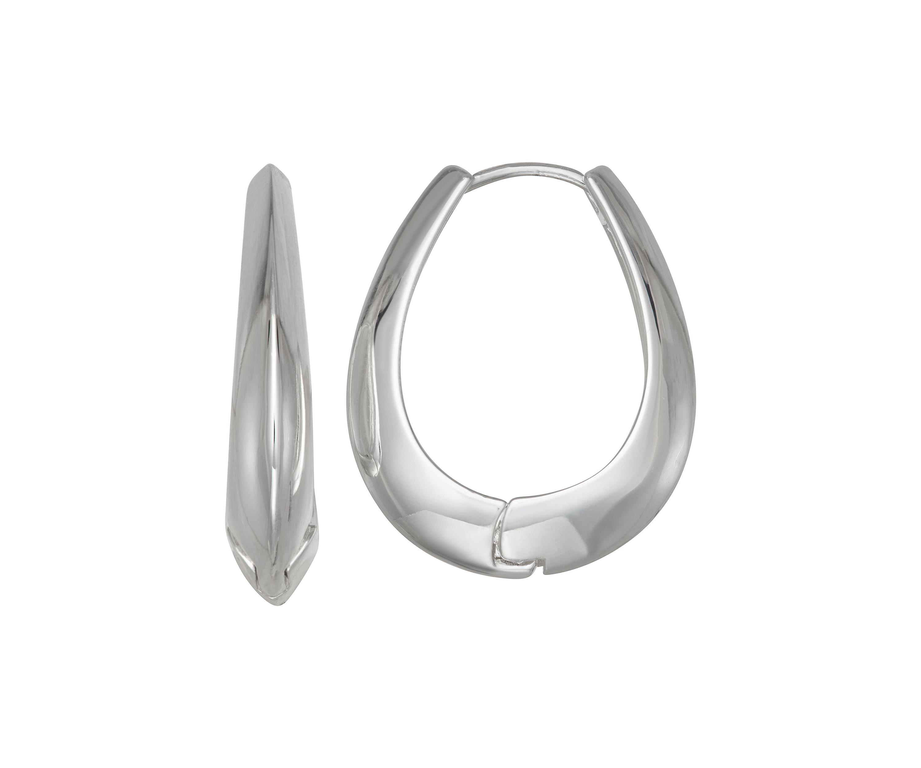 Silver Tone 30 Millimeter Oval Hoop Earrings