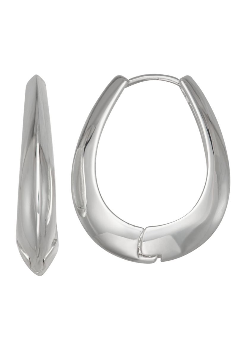 Silver Tone 30 Millimeter Oval Hoop Earrings