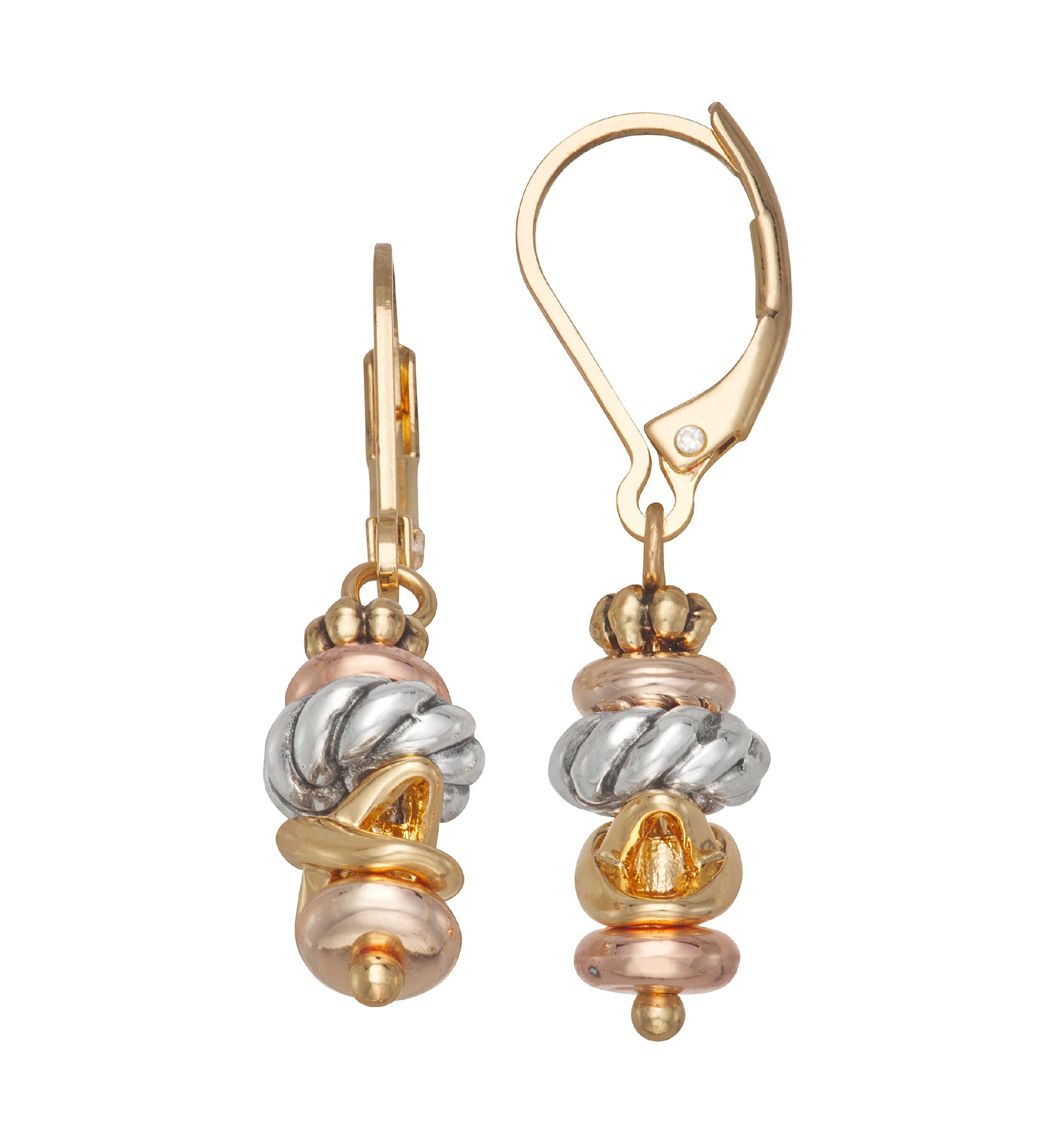 Tri Tone Mixed Stars Drop Earrings