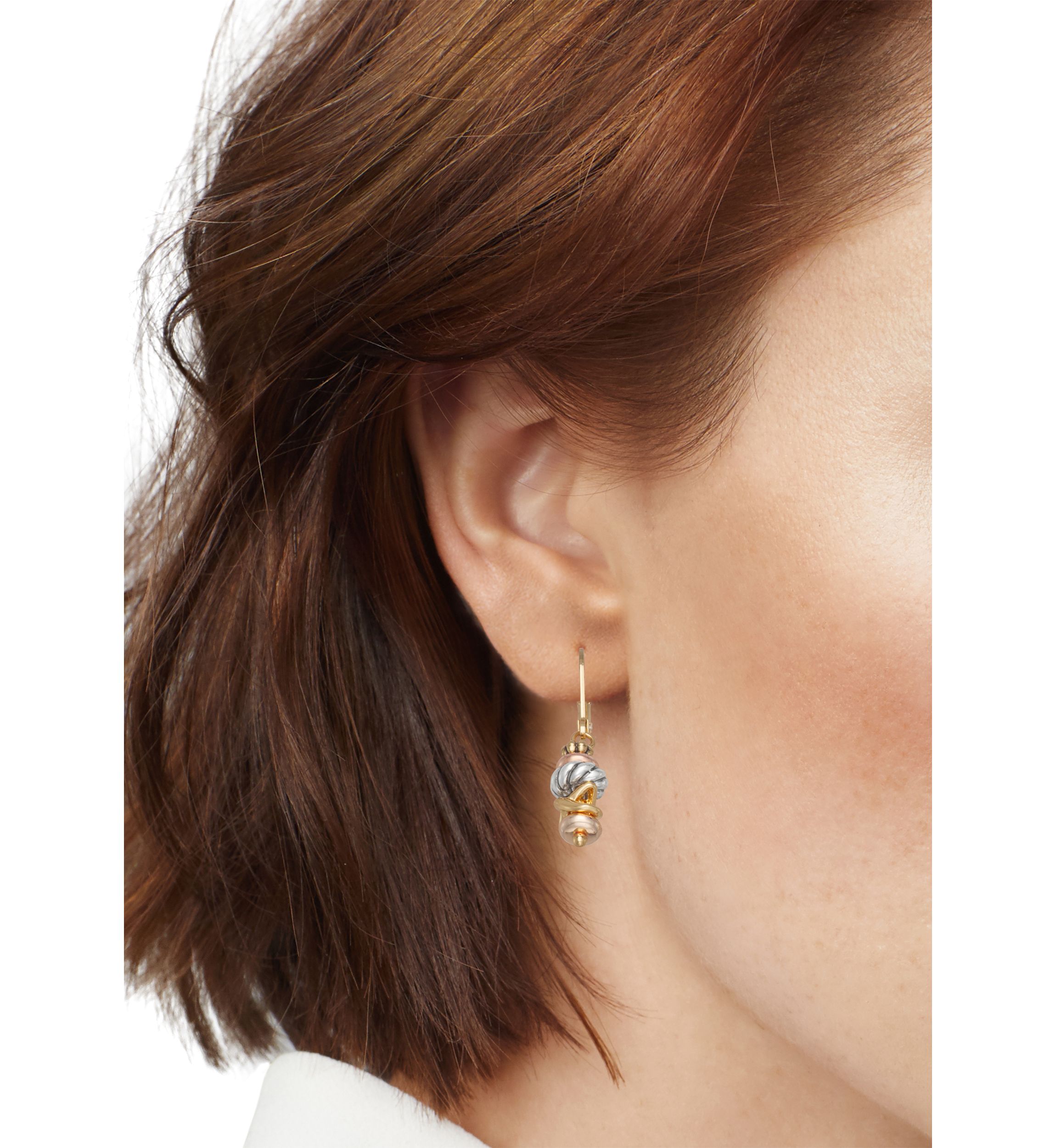 Tri Tone Mixed Stars Drop Earrings