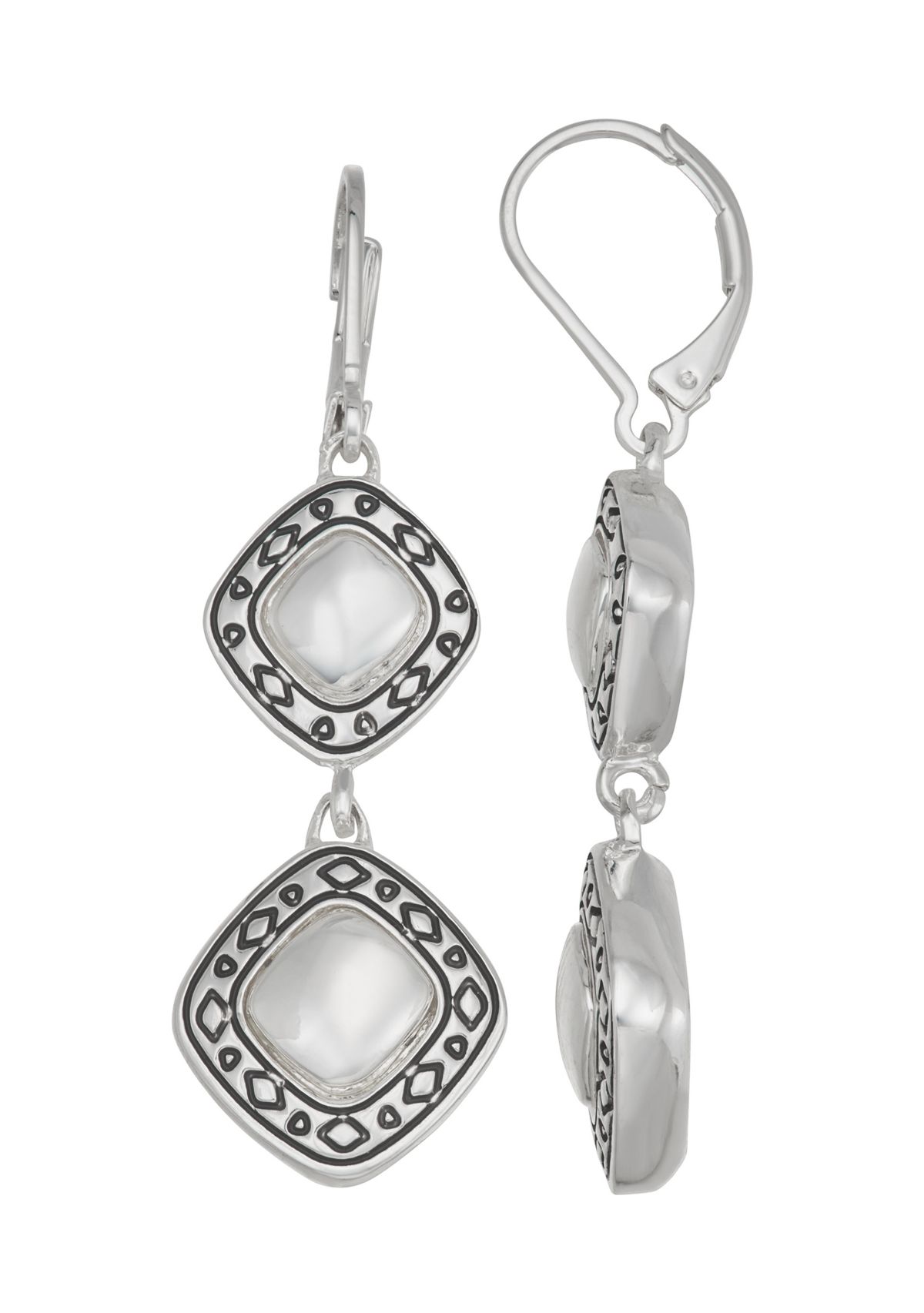 Silver Tone Double Drop Earrings