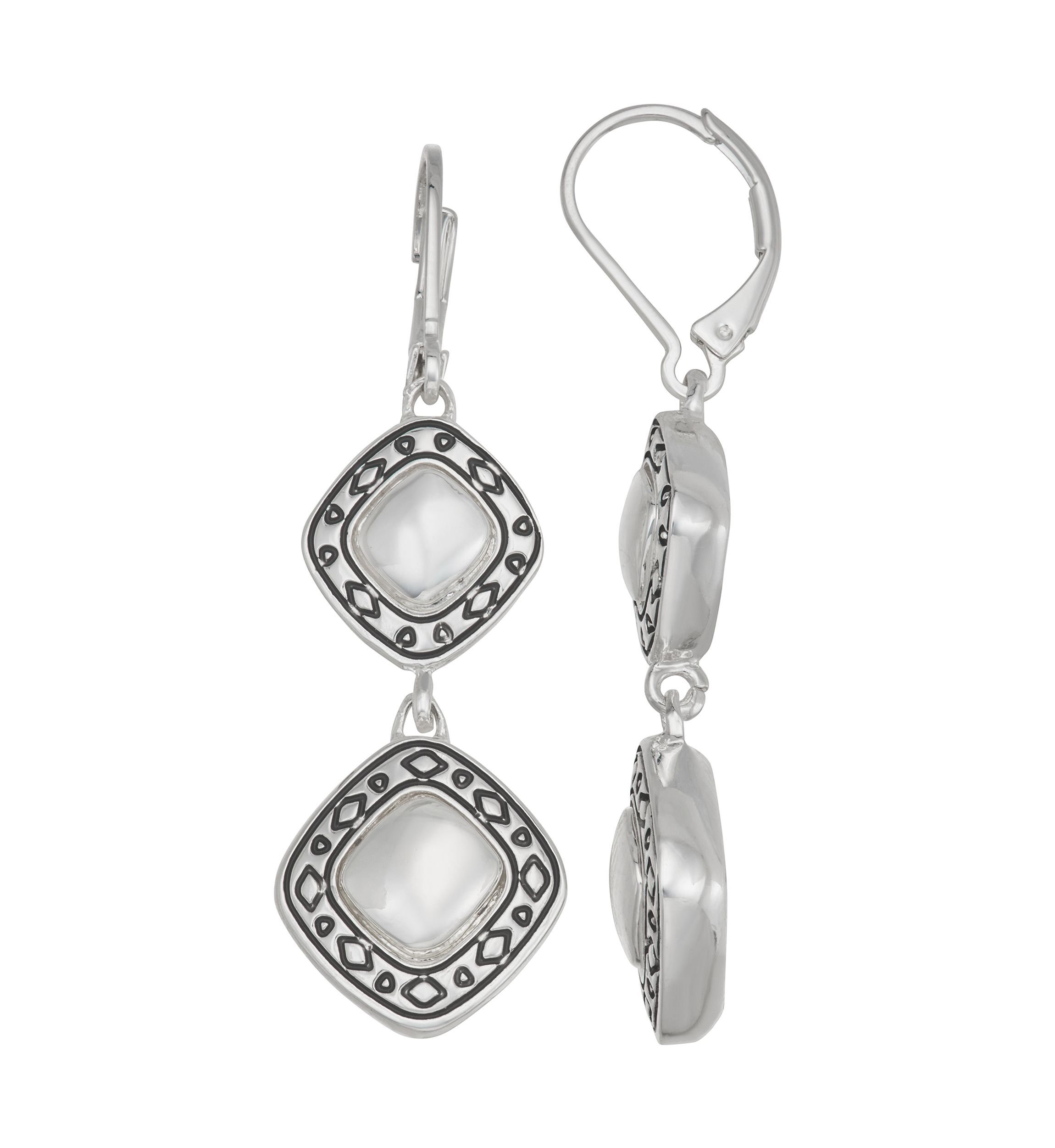 Silver Tone Double Drop Earrings