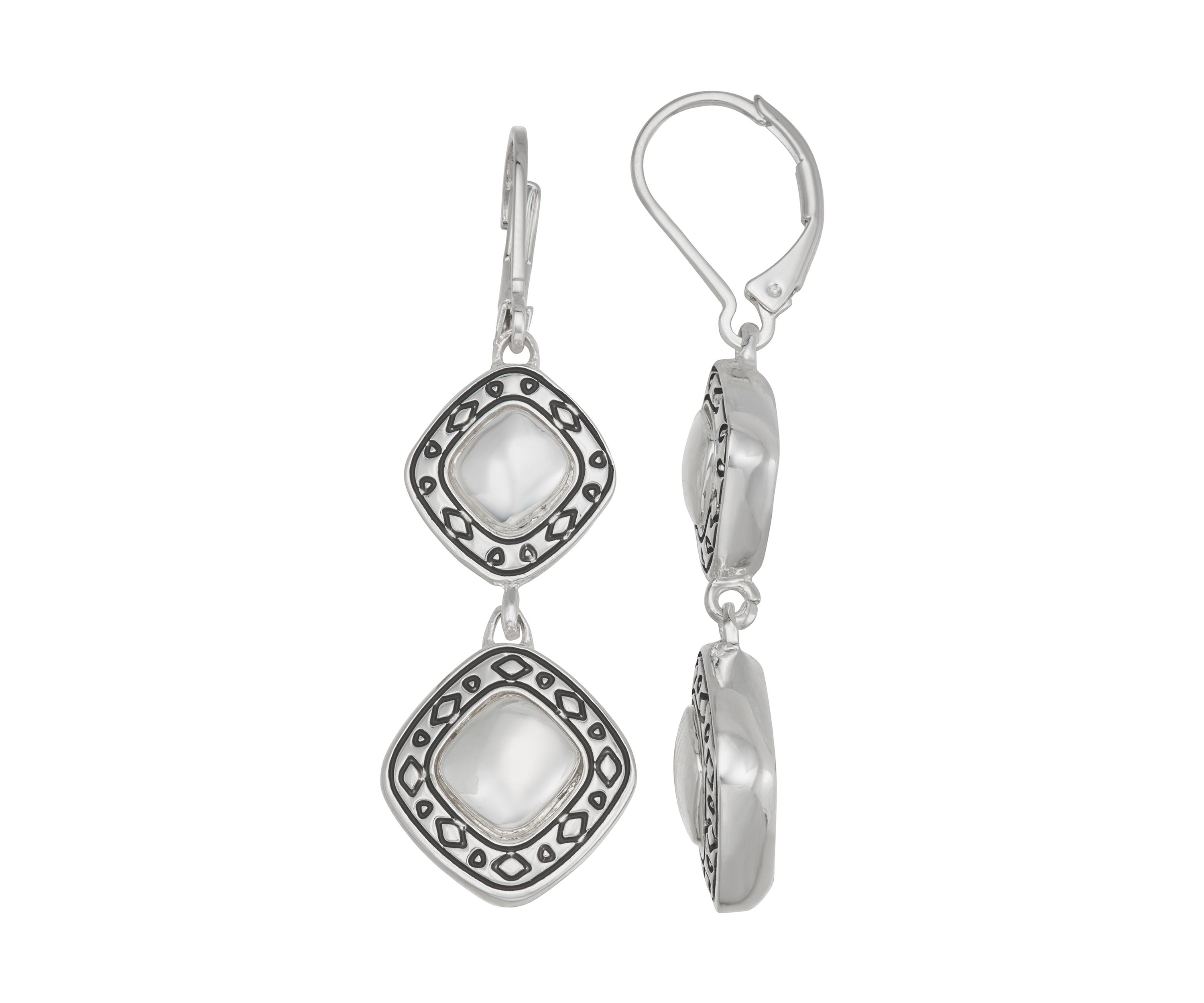 Silver Tone Double Drop Earrings