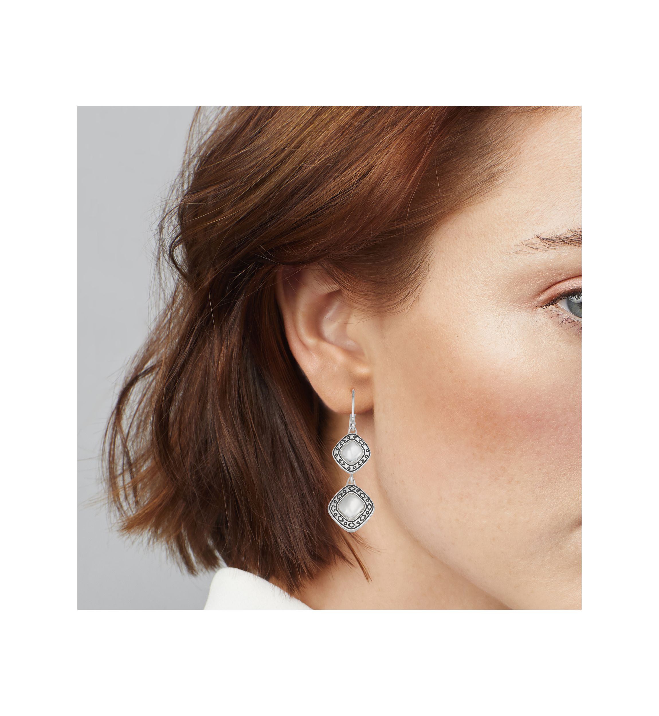 Silver Tone Double Drop Earrings
