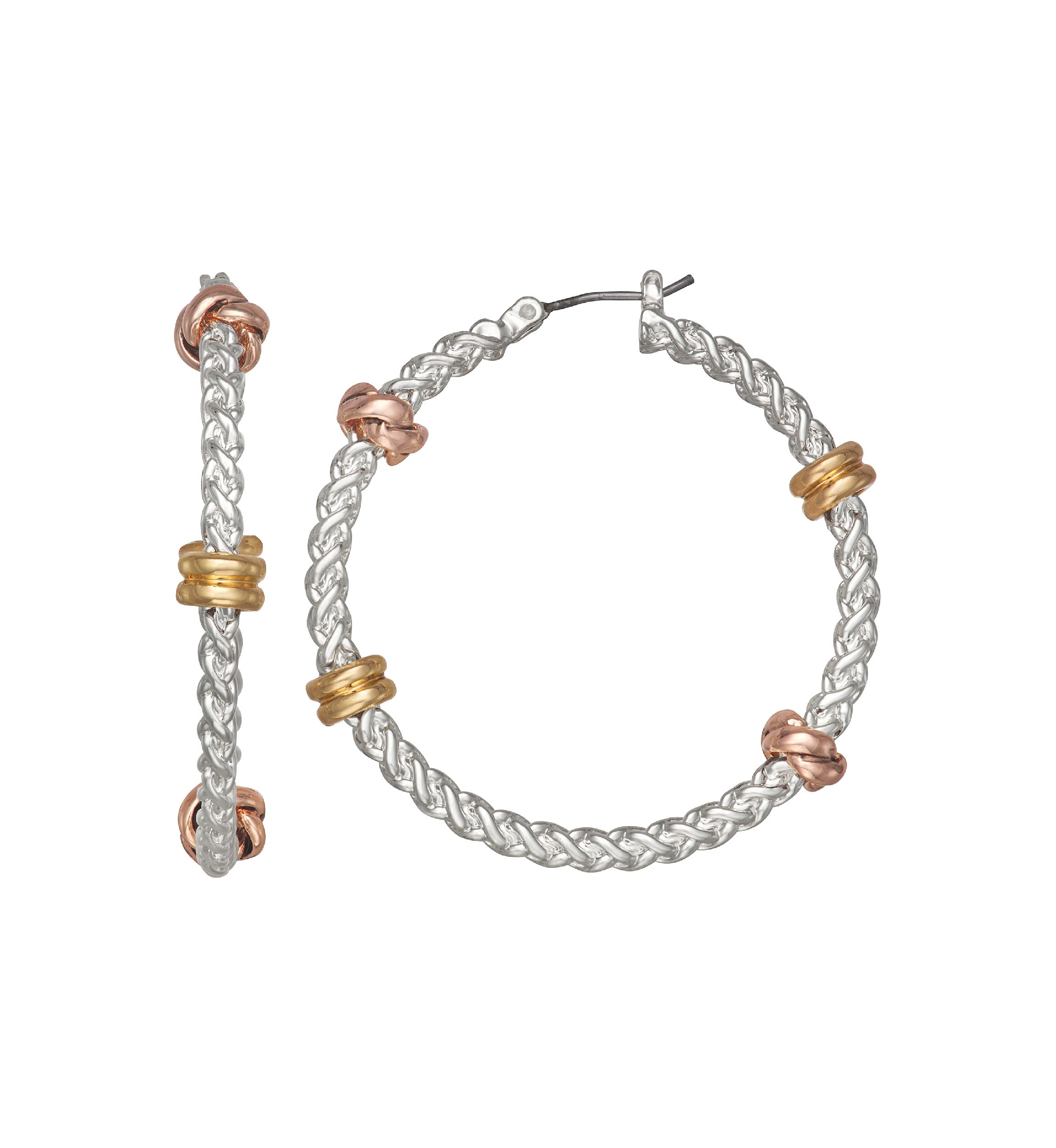 Tri Tone Mixed Hoop Earrings
