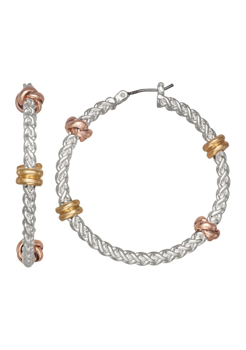 Tri Tone Mixed Hoop Earrings