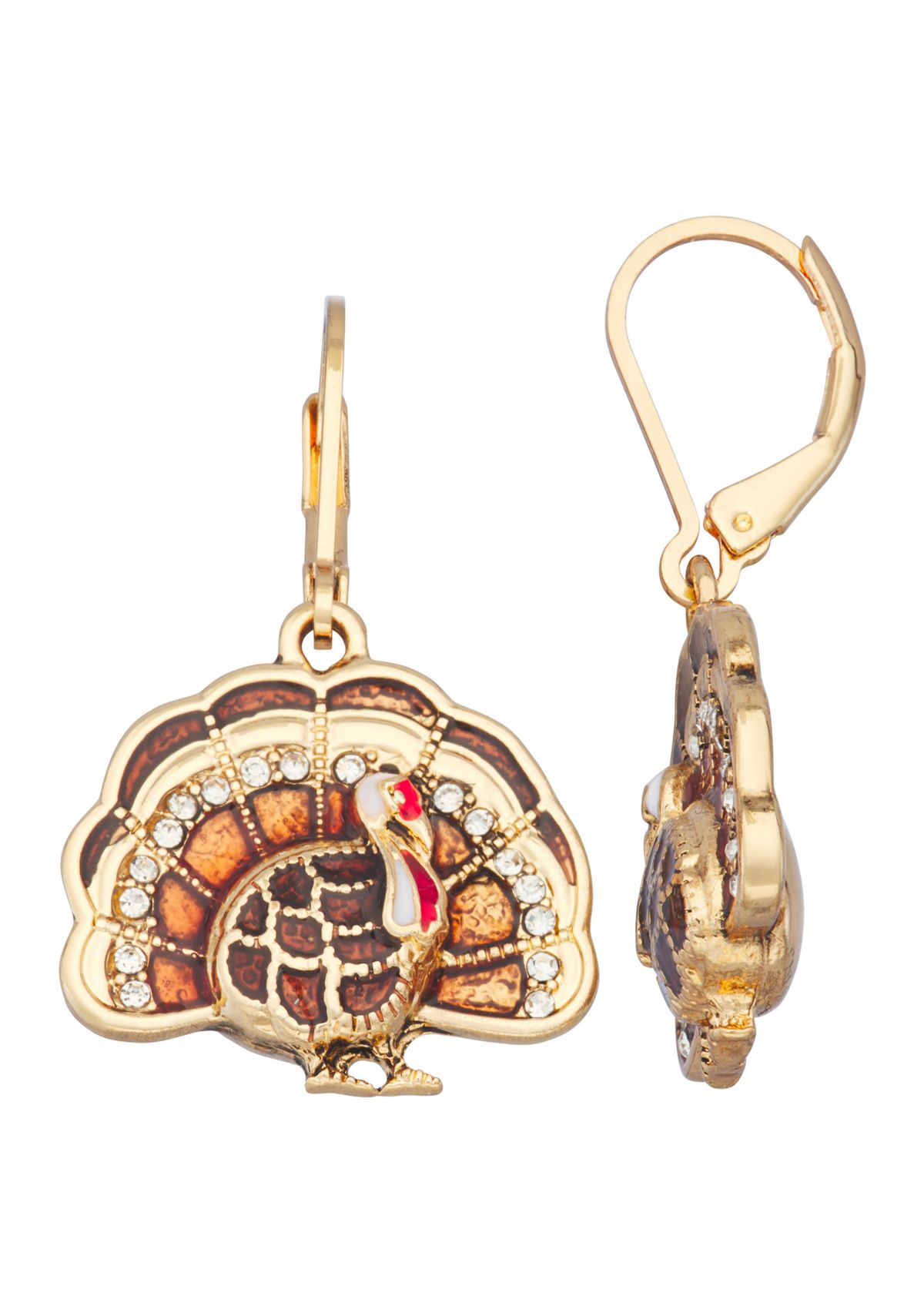Gold-Tone Multi Turkey Drop Earrings