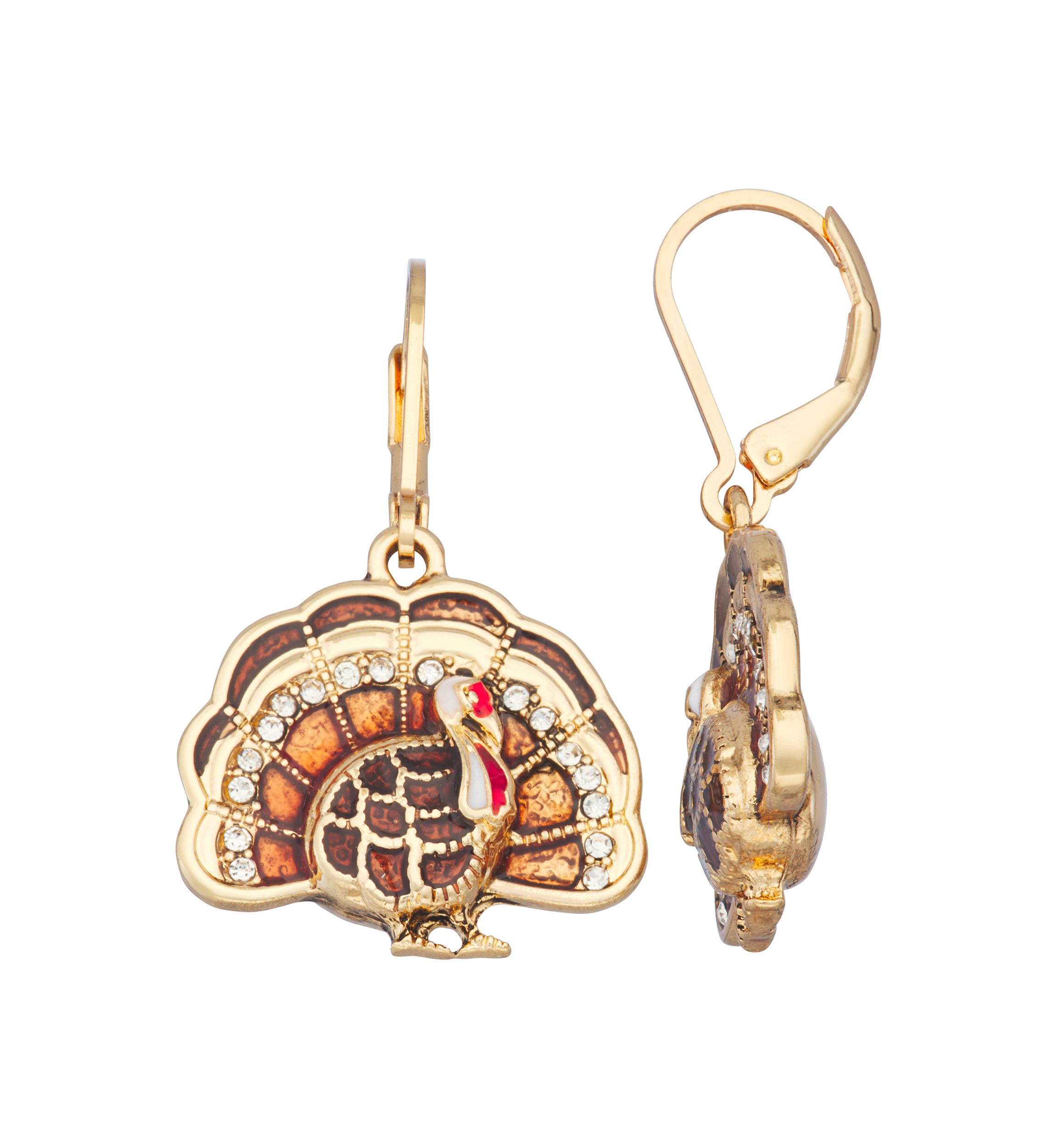 Gold-Tone Multi Turkey Drop Earrings