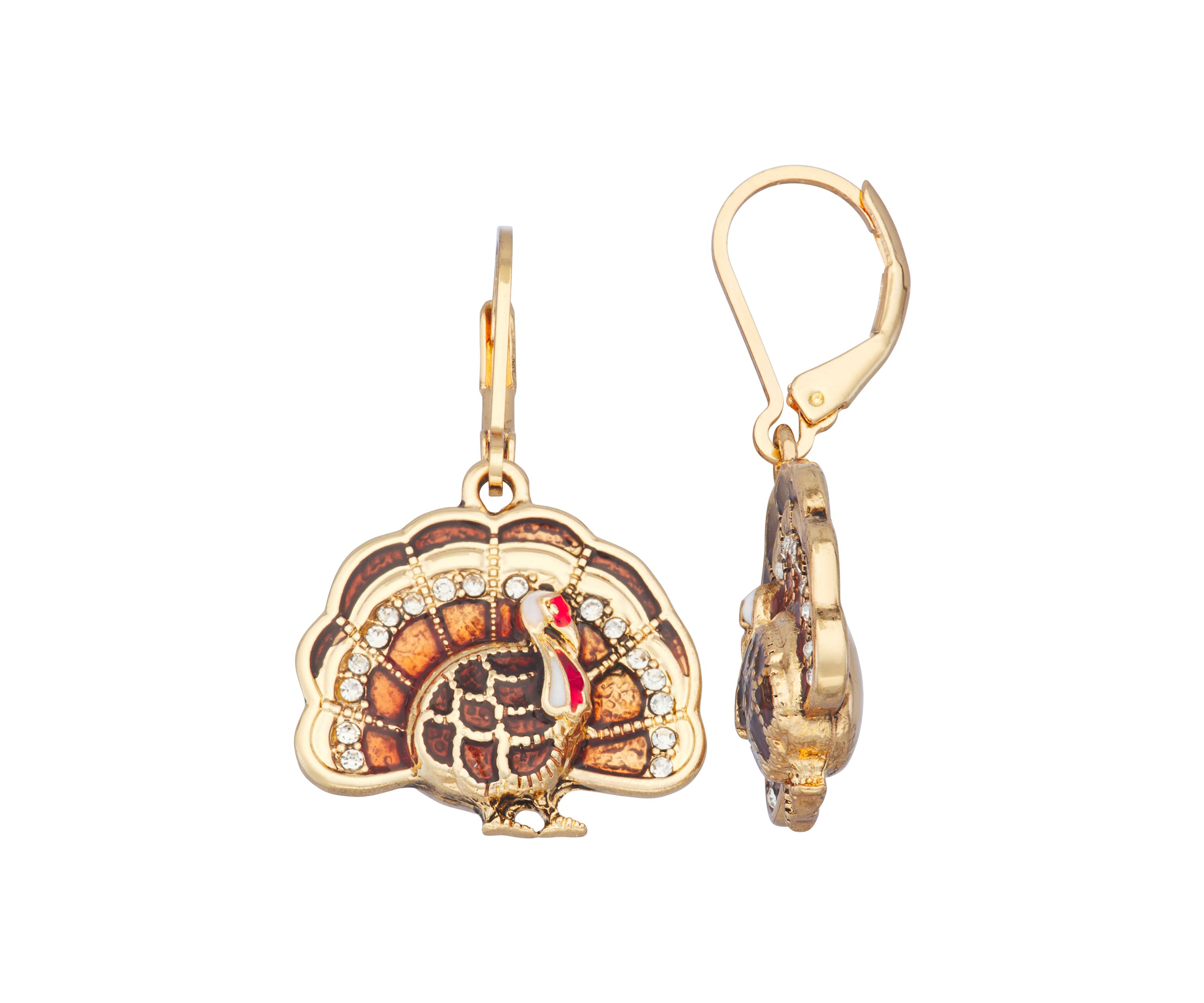 Gold-Tone Multi Turkey Drop Earrings
