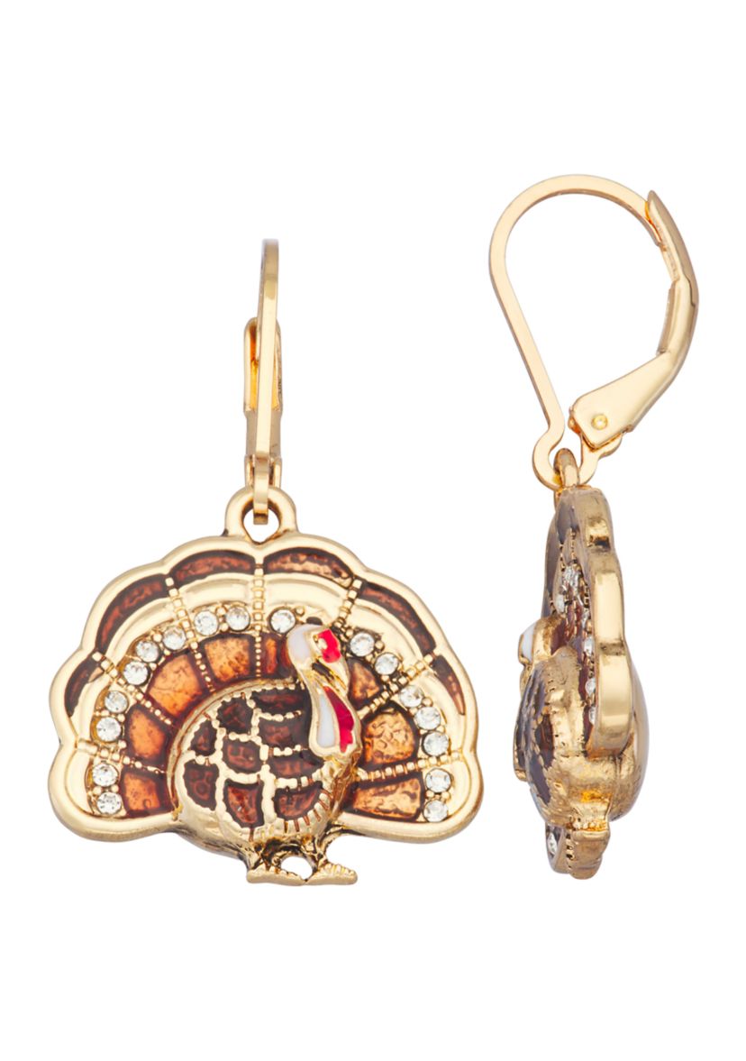 Gold-Tone Multi Turkey Drop Earrings