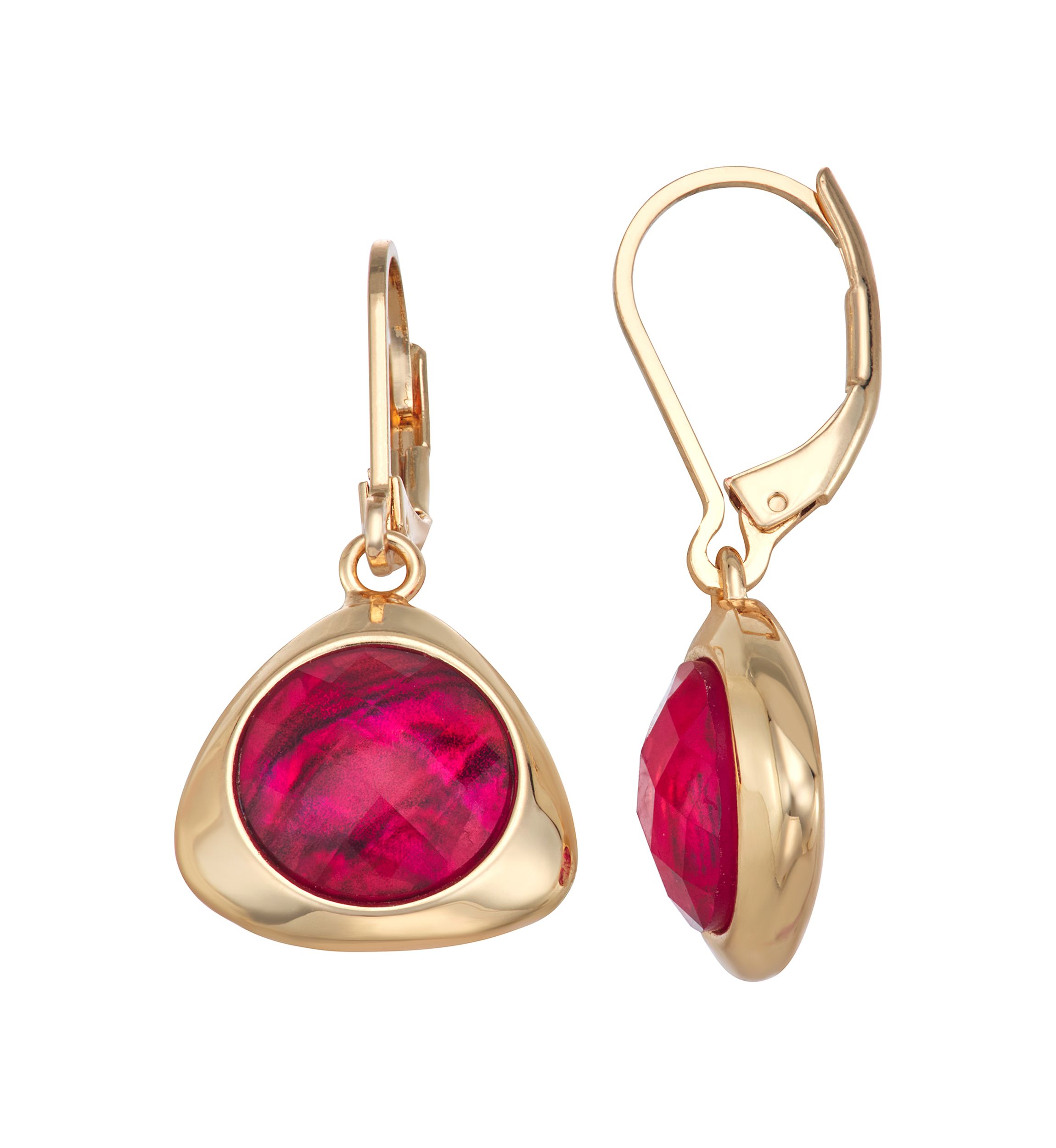 Gold Tone Burgundy Golden Tonals Drop Earrings