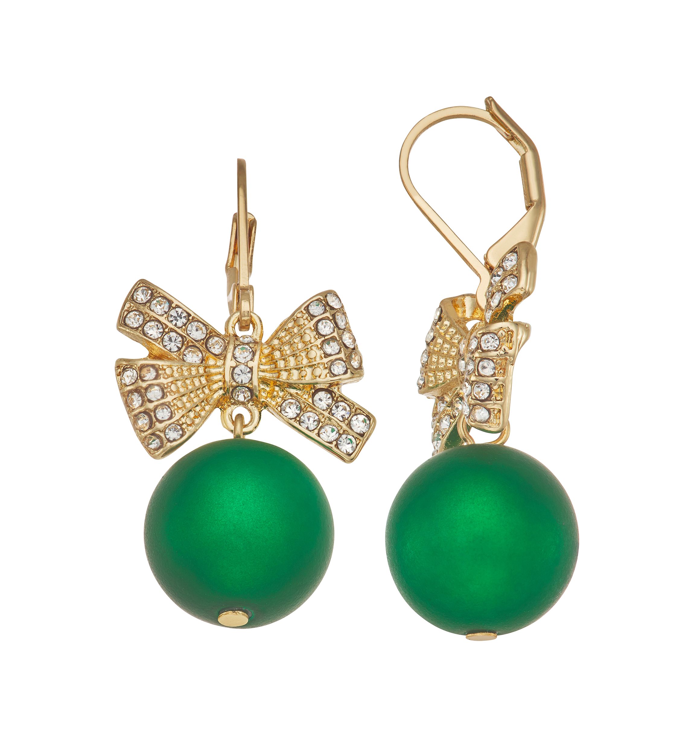 Ball and Bow Drop Earrings