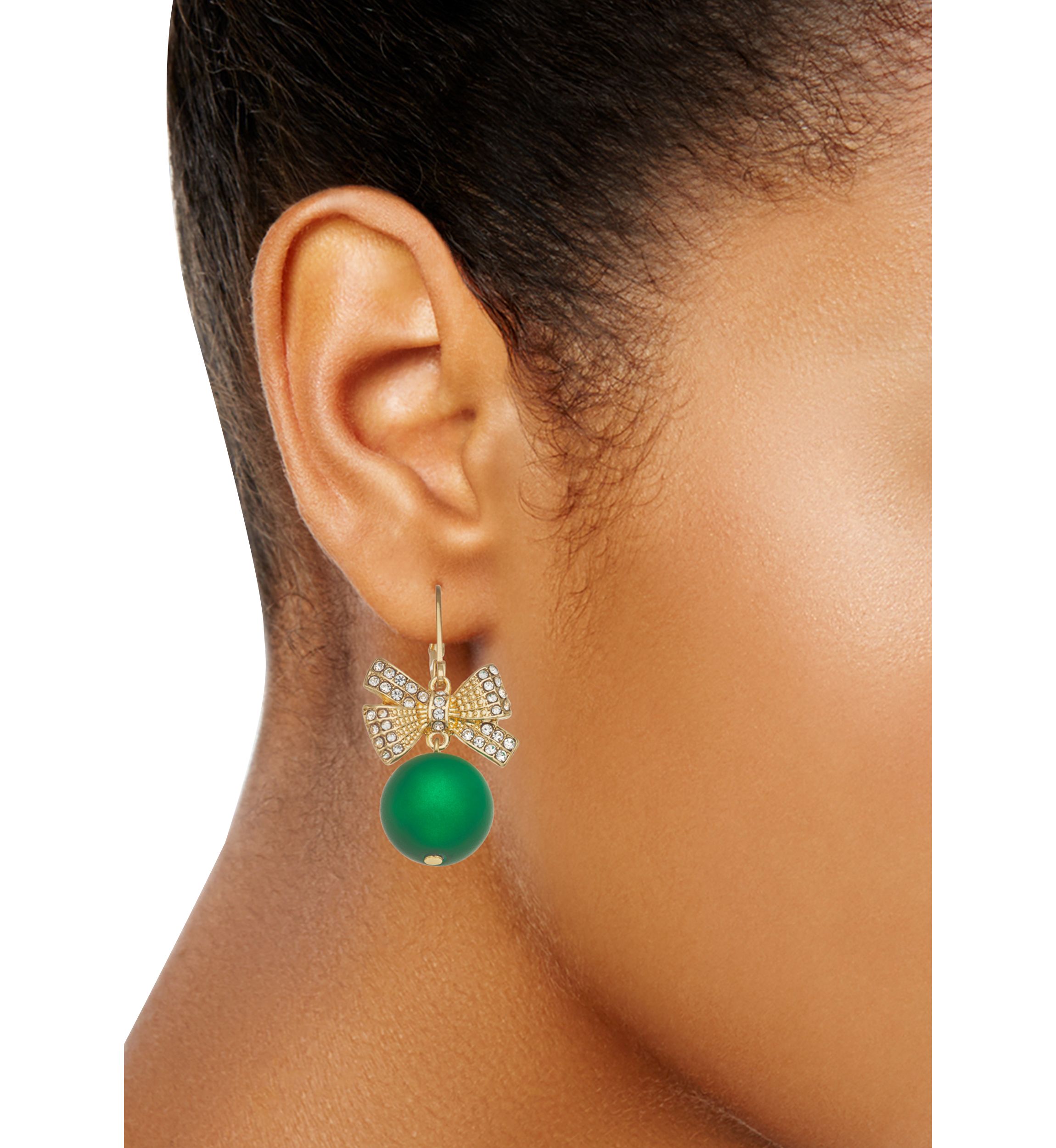 Ball and Bow Drop Earrings