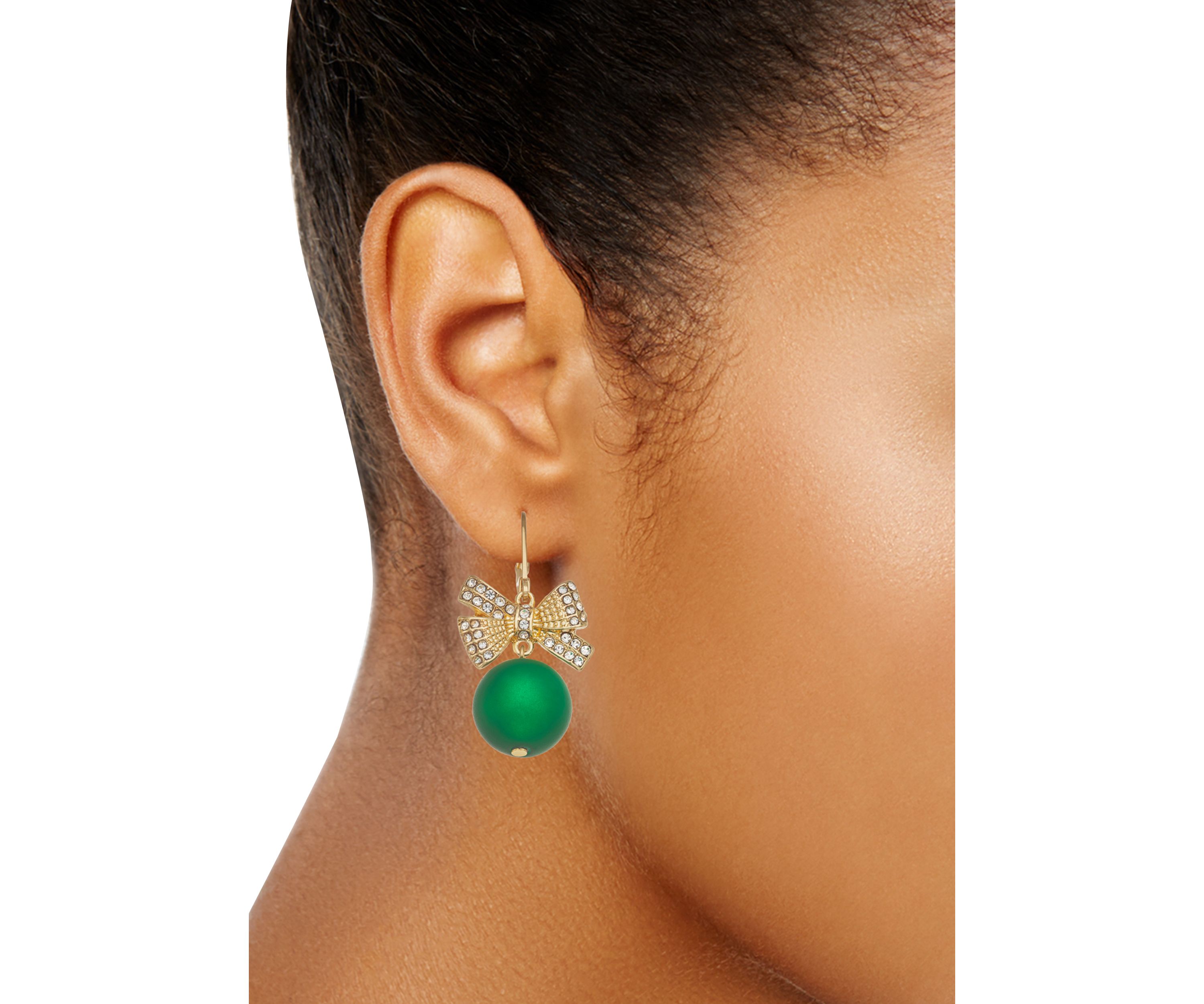 Ball and Bow Drop Earrings