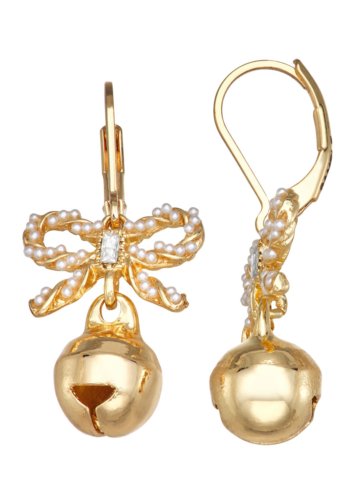 Gold Bow Ornament Drop Earrings