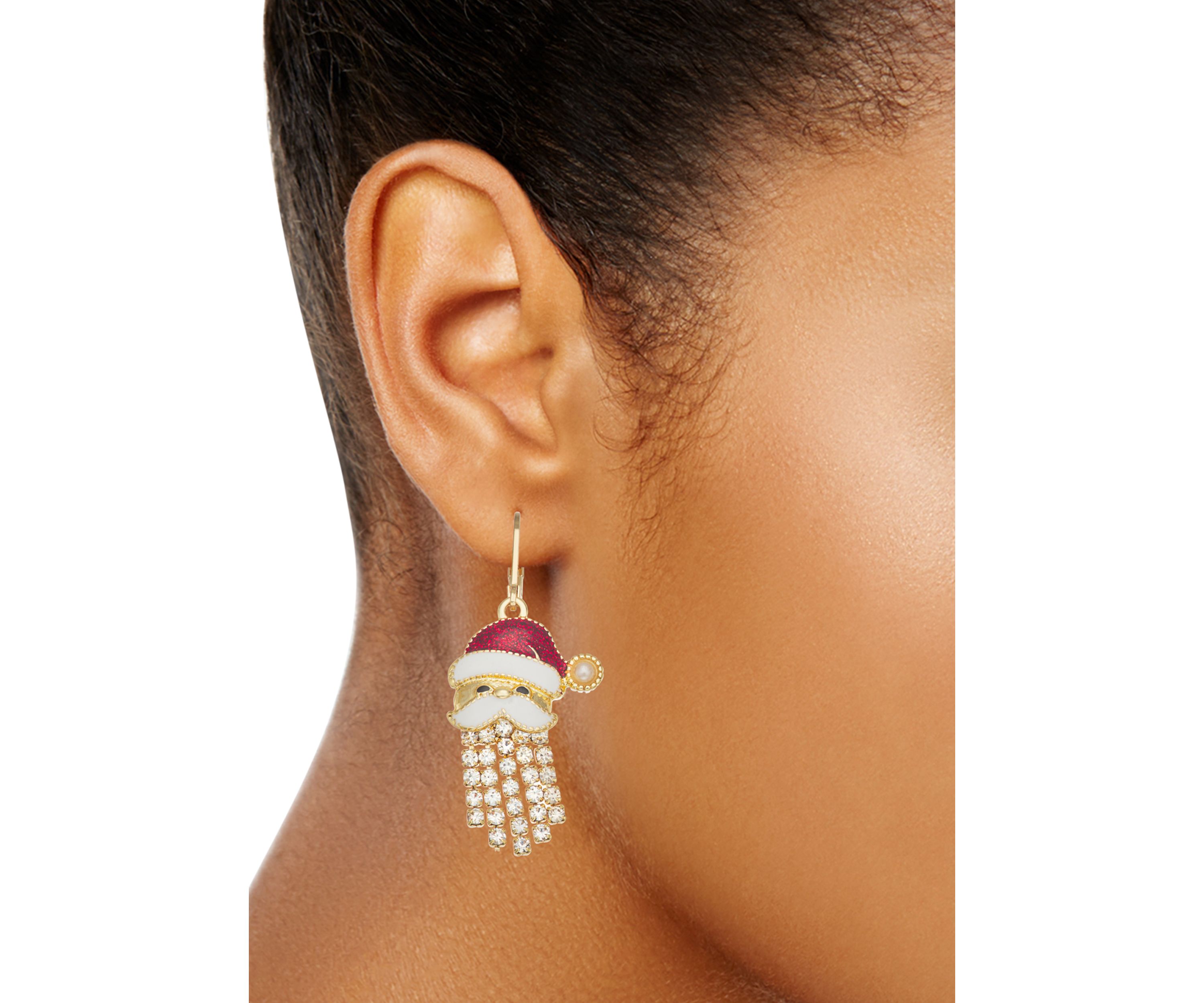  Santa Gold Tone Drop Earrings