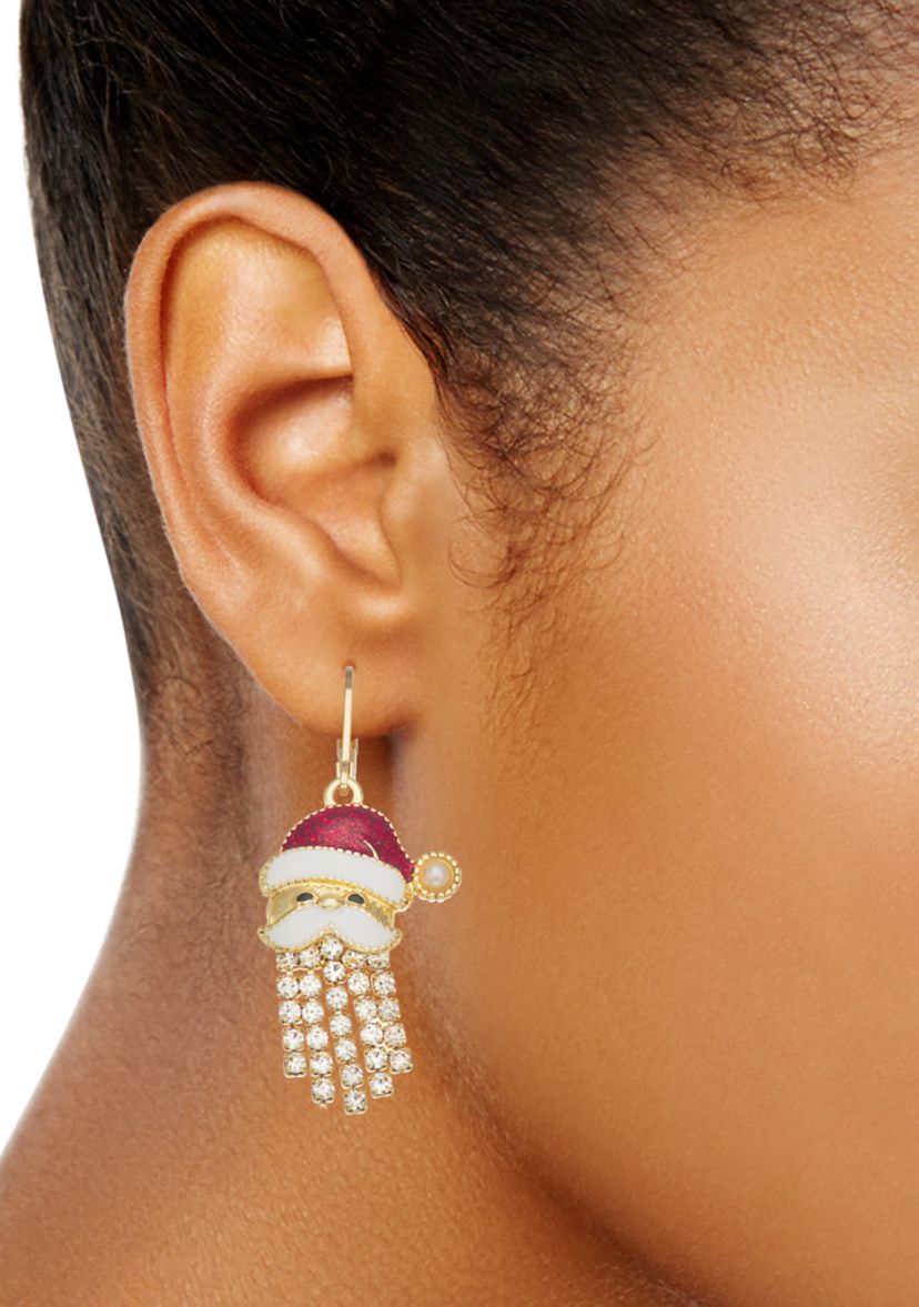  Santa Gold Tone Drop Earrings