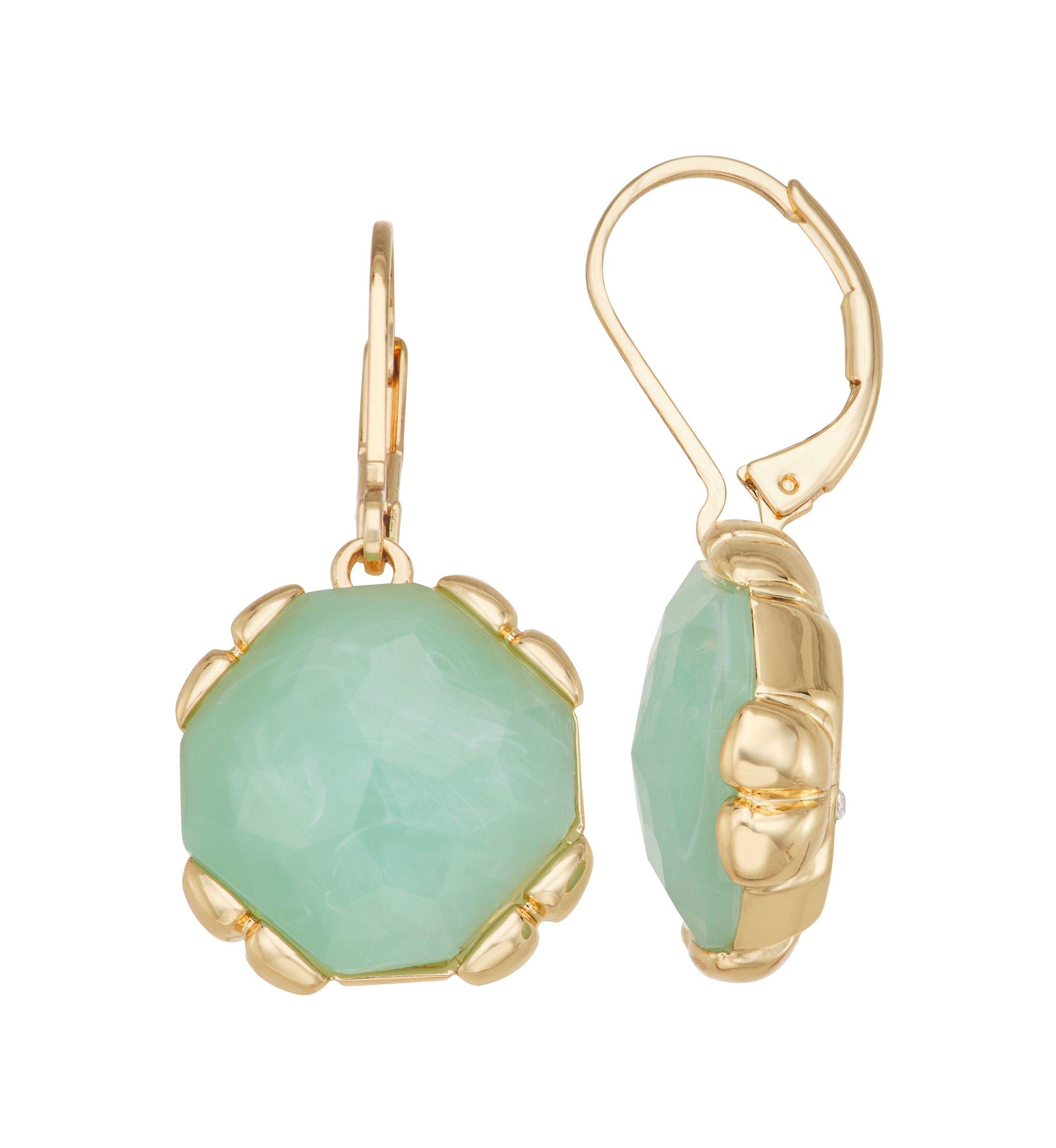 Gold Tone Stone Drop Earrings