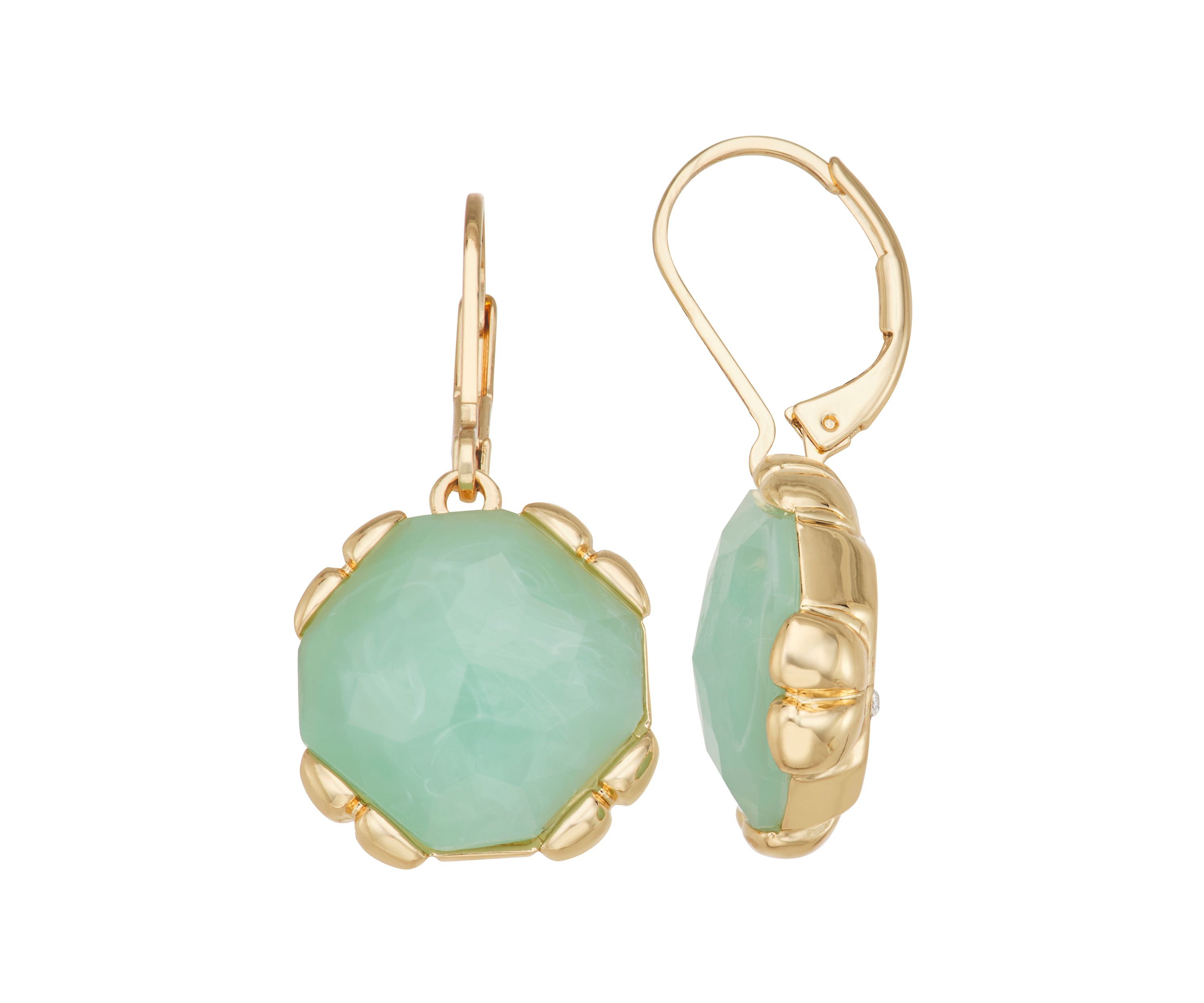 Gold Tone Stone Drop Earrings