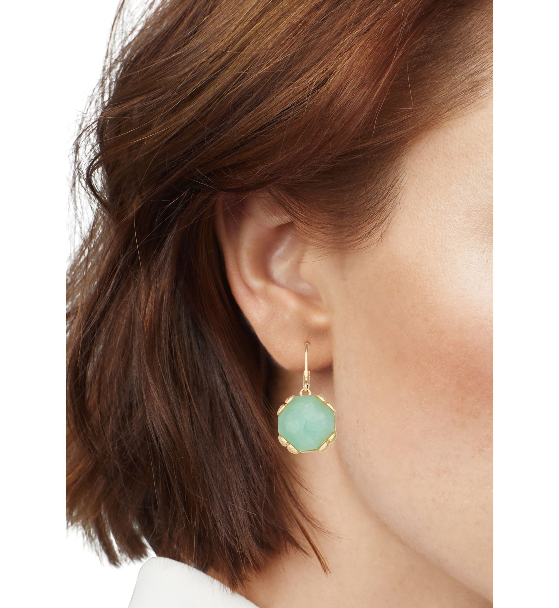 Gold Tone Stone Drop Earrings