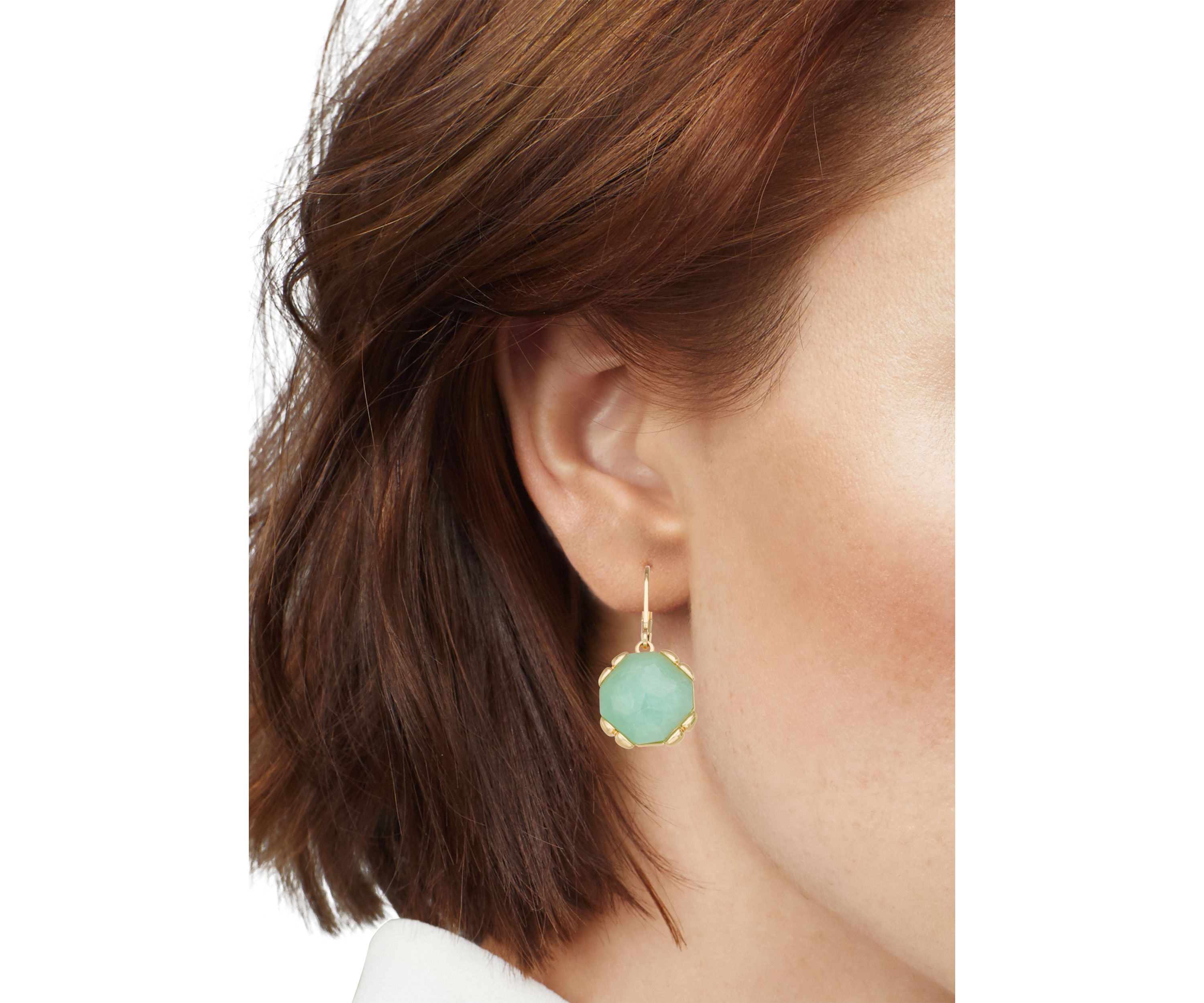 Gold Tone Stone Drop Earrings