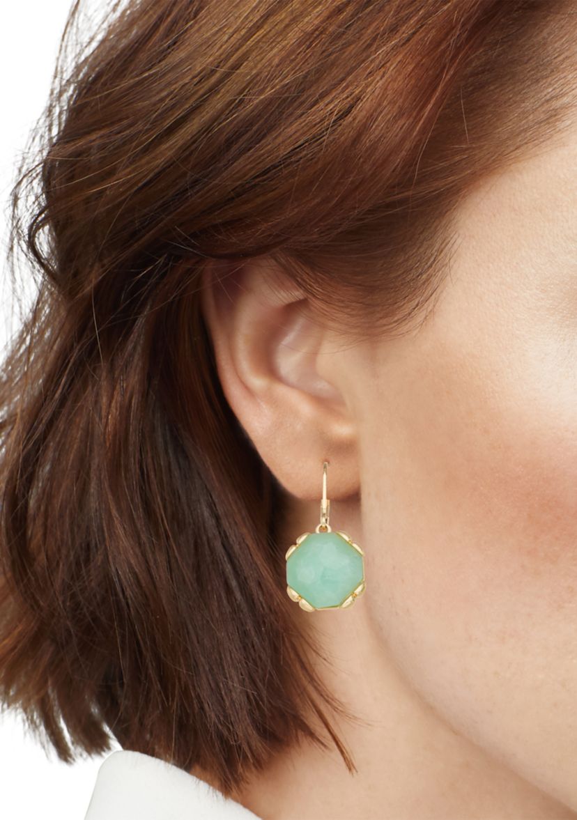 Gold Tone Stone Drop Earrings