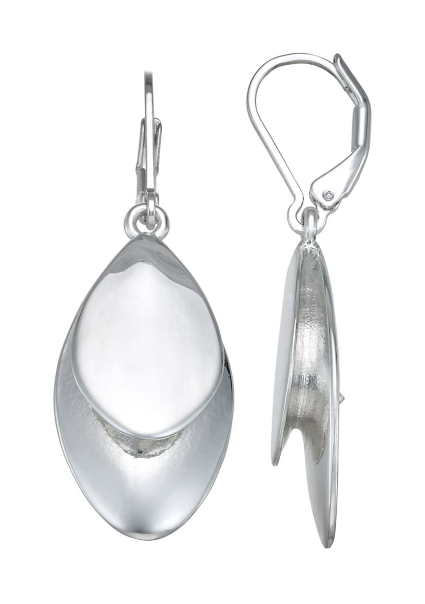 Silver Tone Oval Drop Earrings