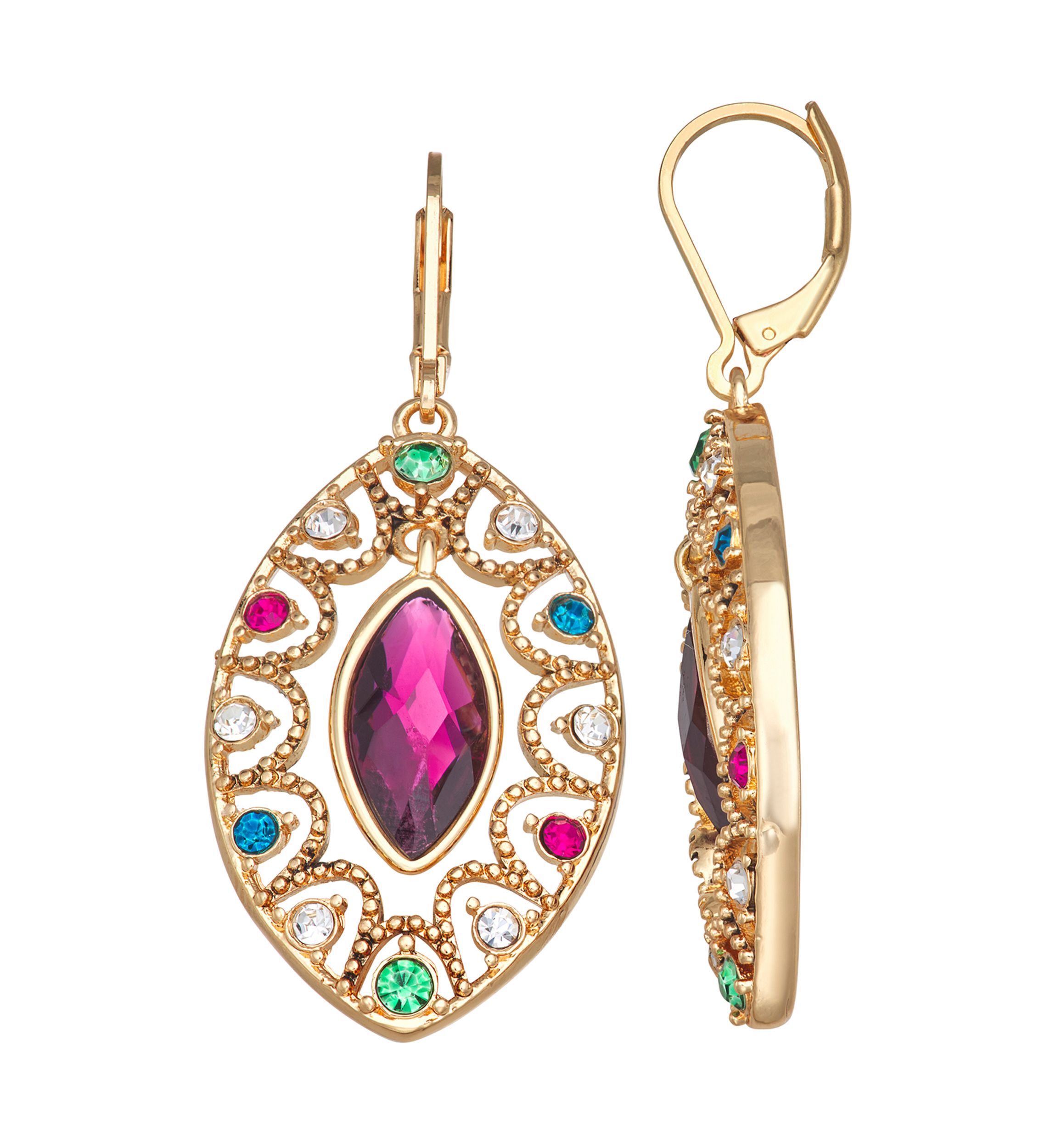 Crystal Orbital Gold Tone Earrings