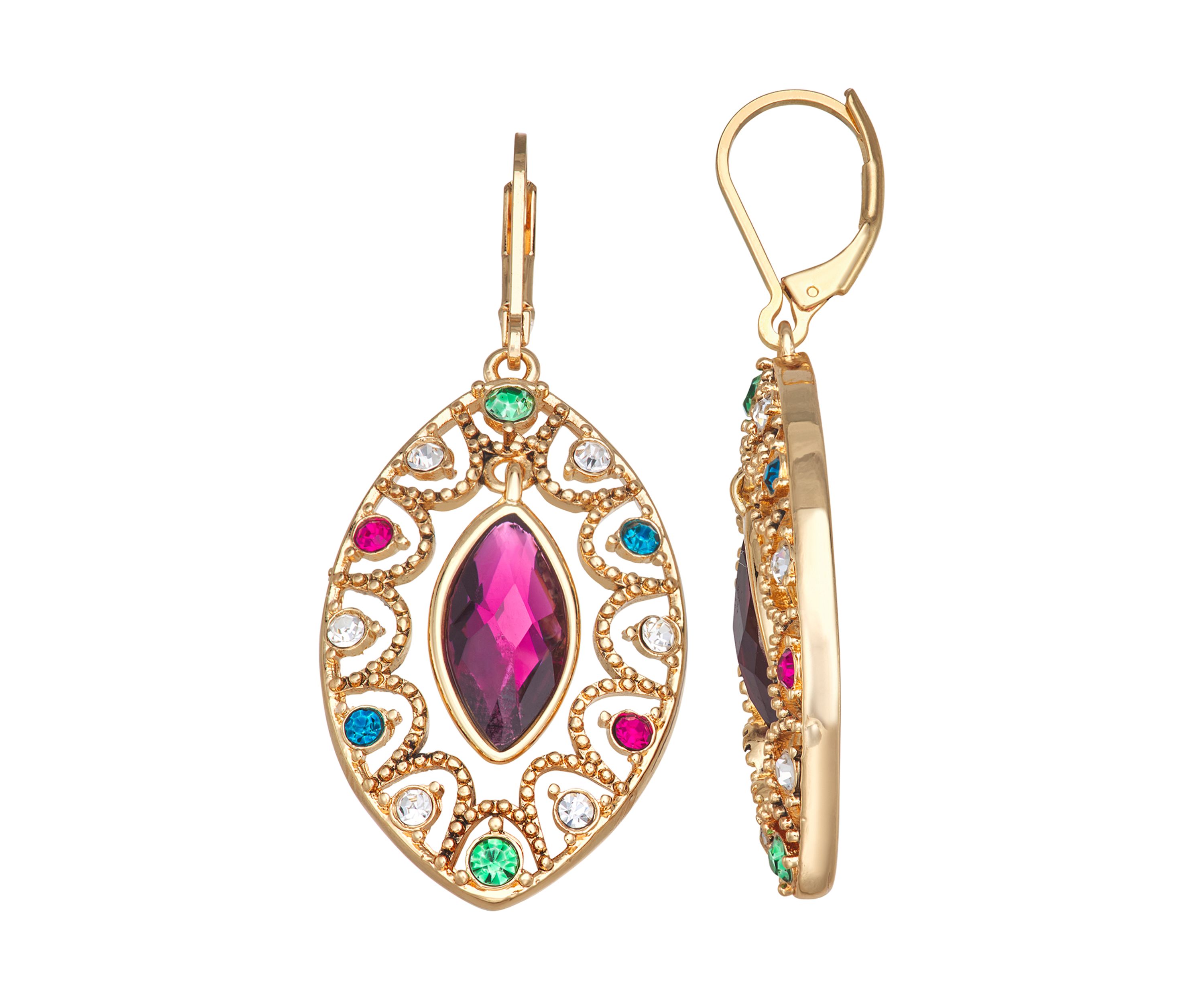 Crystal Orbital Gold Tone Earrings