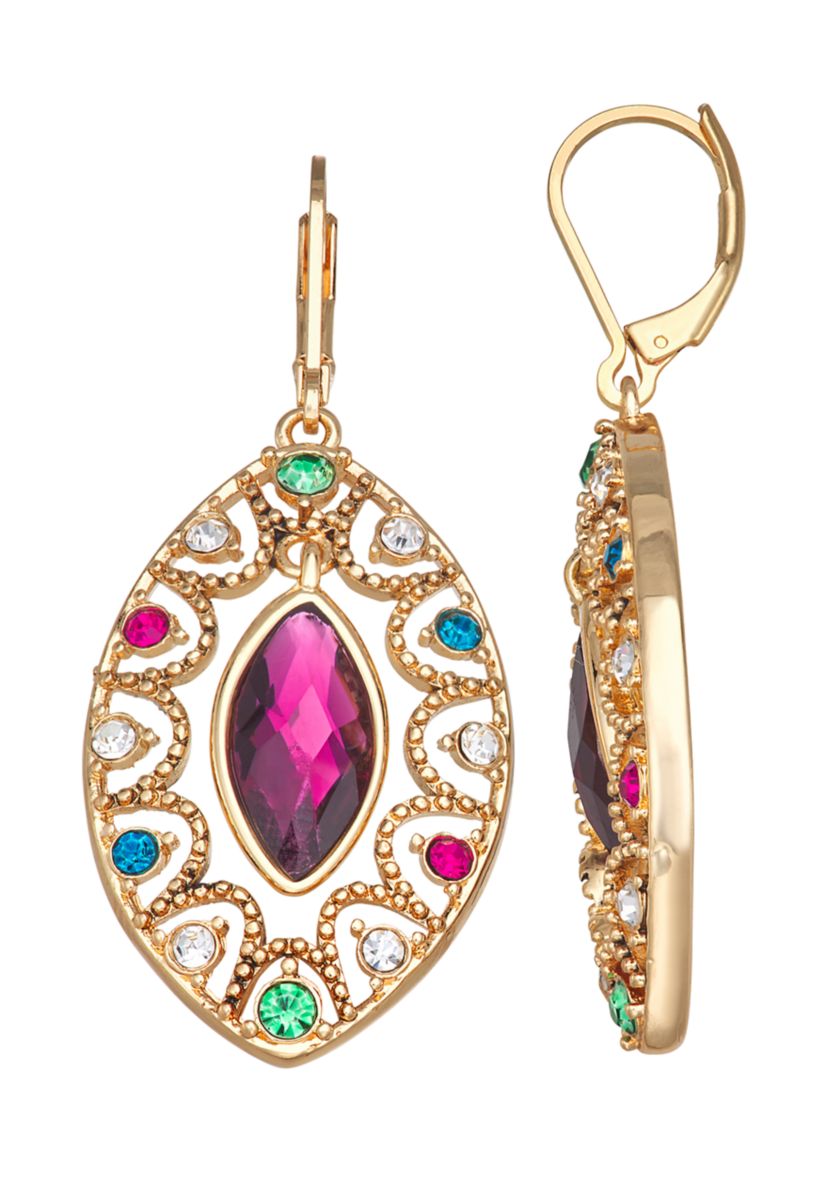 Crystal Orbital Gold Tone Earrings