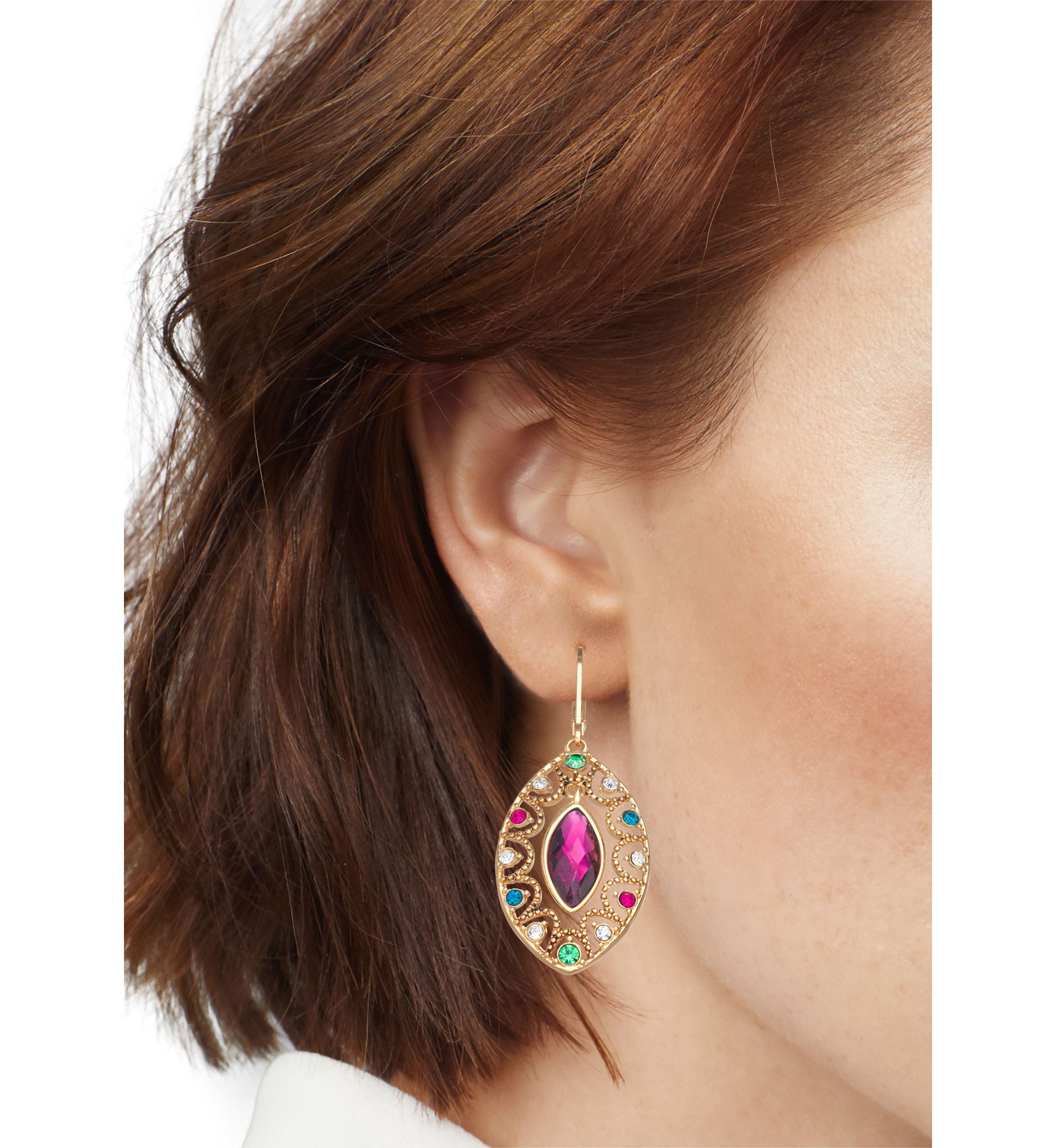 Crystal Orbital Gold Tone Earrings