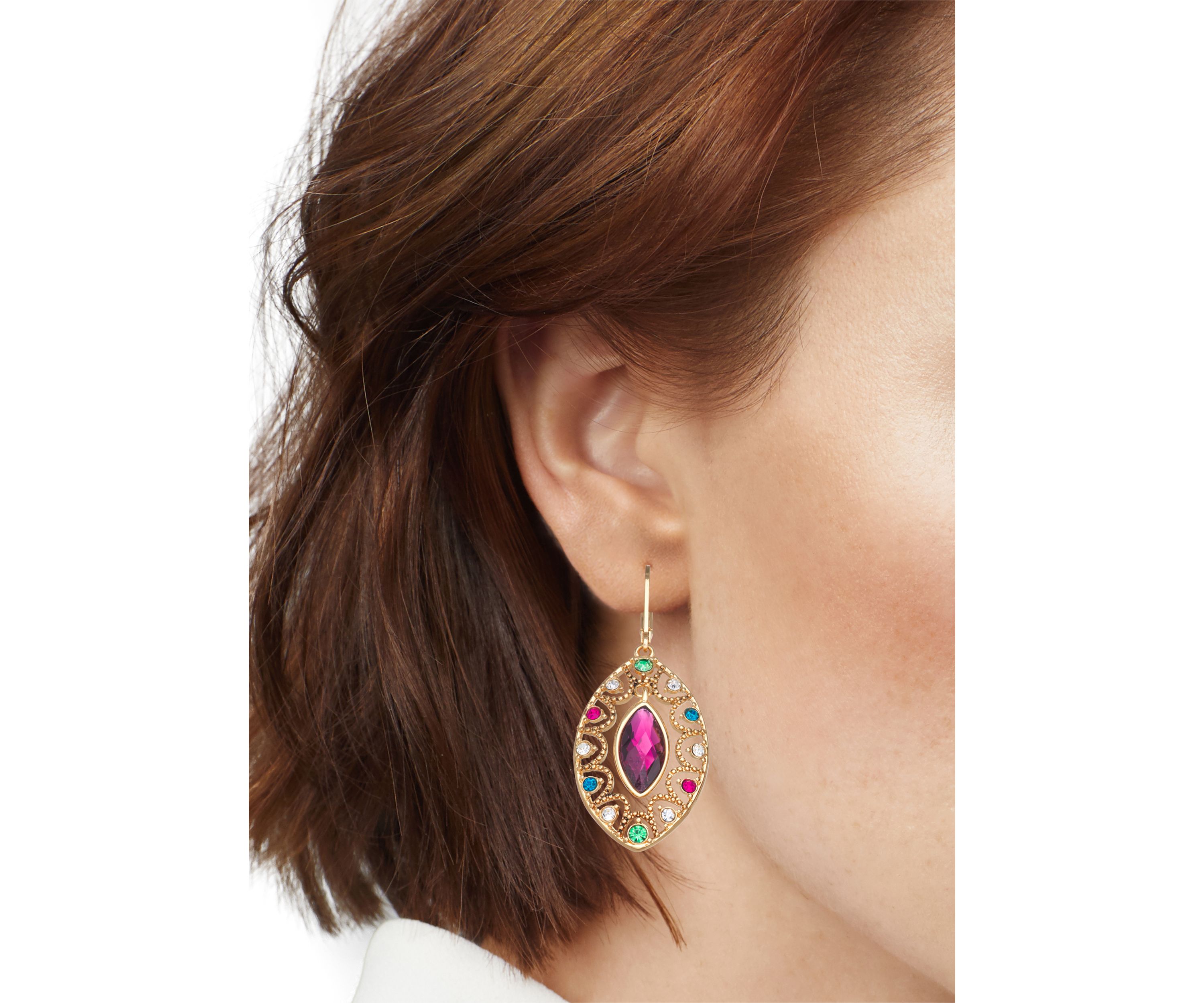 Crystal Orbital Gold Tone Earrings