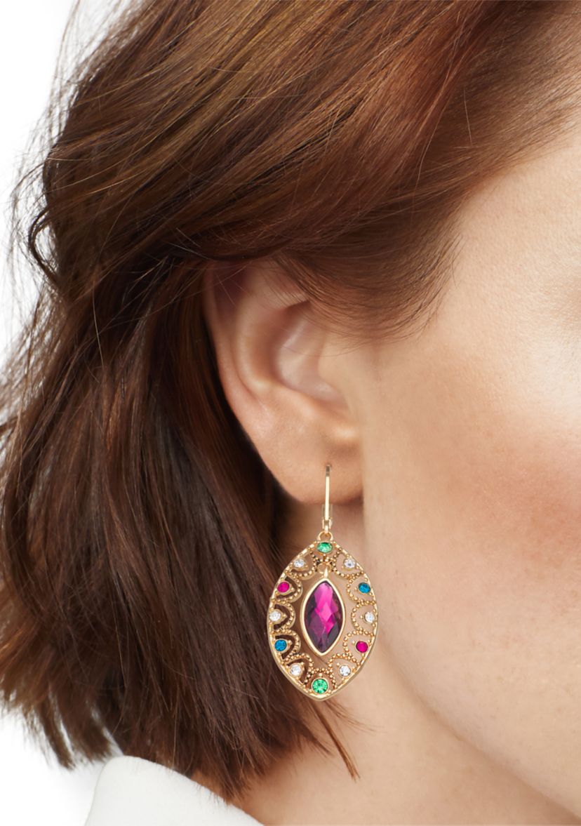 Crystal Orbital Gold Tone Earrings